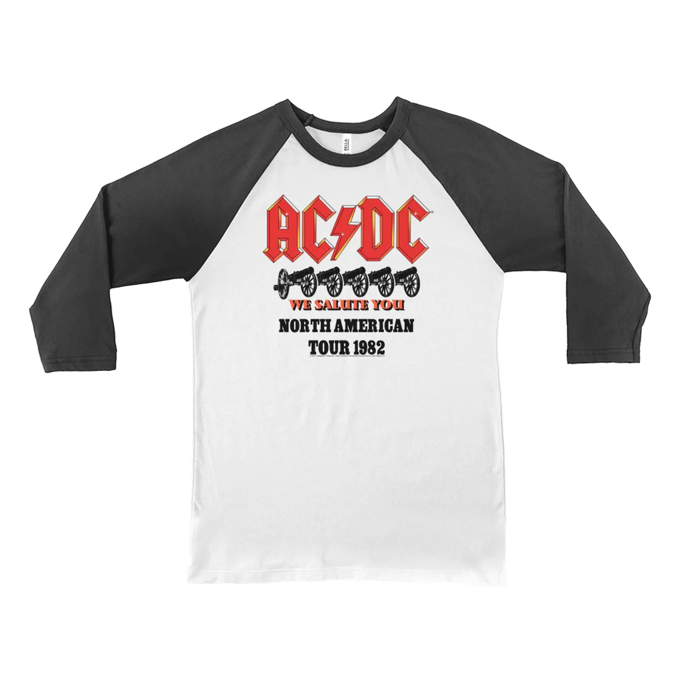 AC/DC 3/4 Sleeve Baseball Tee | We Salute You North American Tour 1982 ACDC Shirt