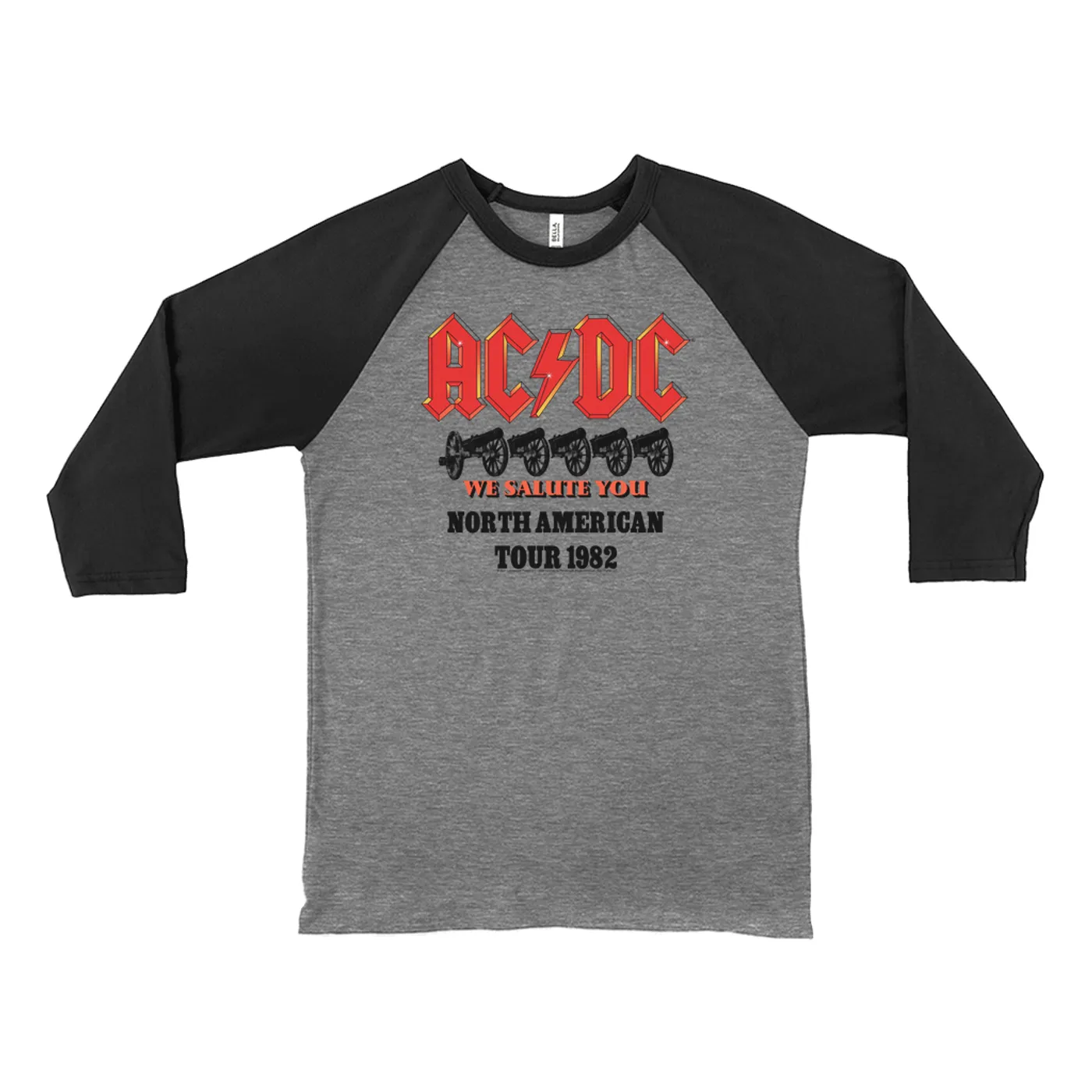 AC/DC 3/4 Sleeve Baseball Tee | We Salute You North American Tour 1982 ACDC Shirt