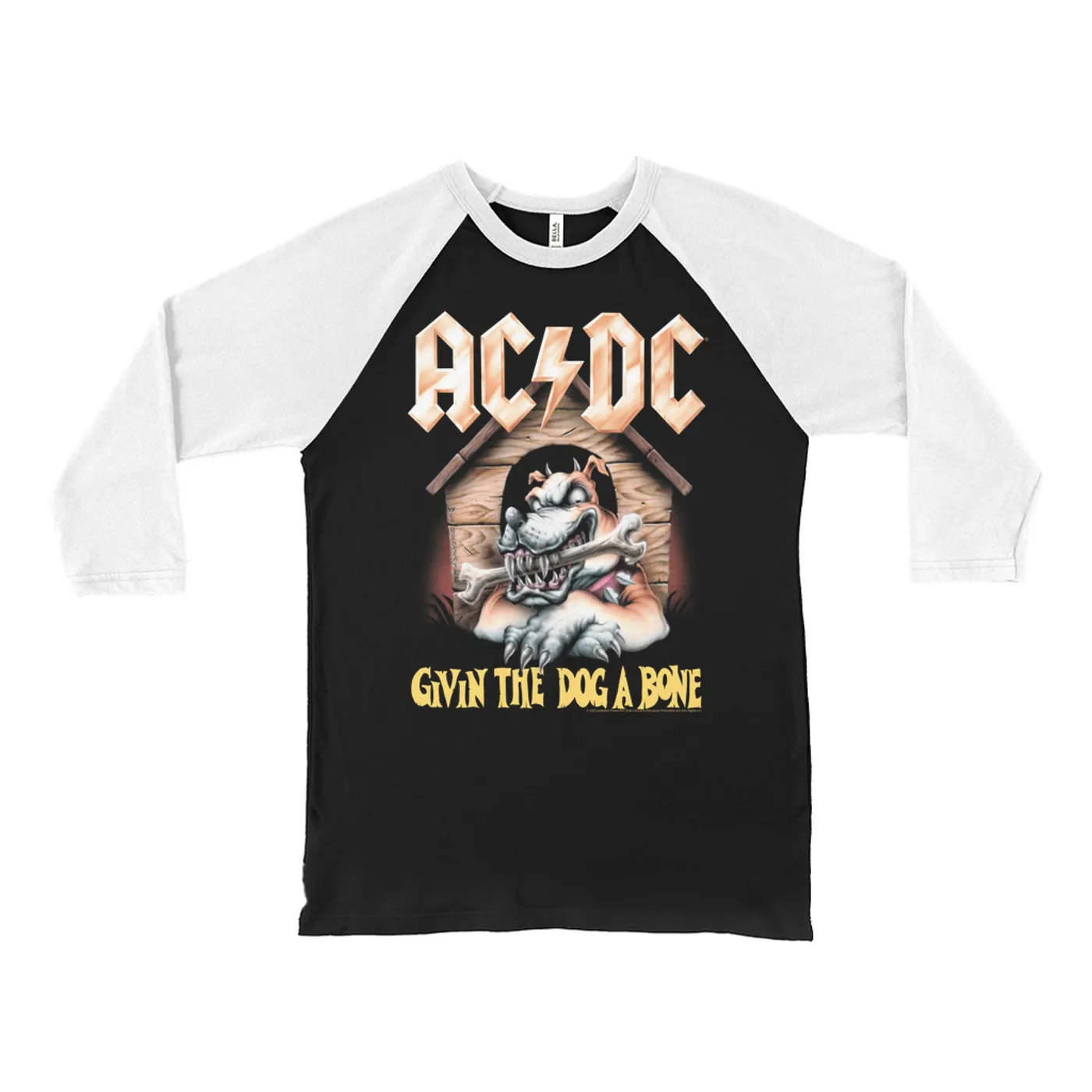 AC/DC 3/4 Sleeve Baseball Tee | Givin The Dog A Bone Design ACDC Shirt