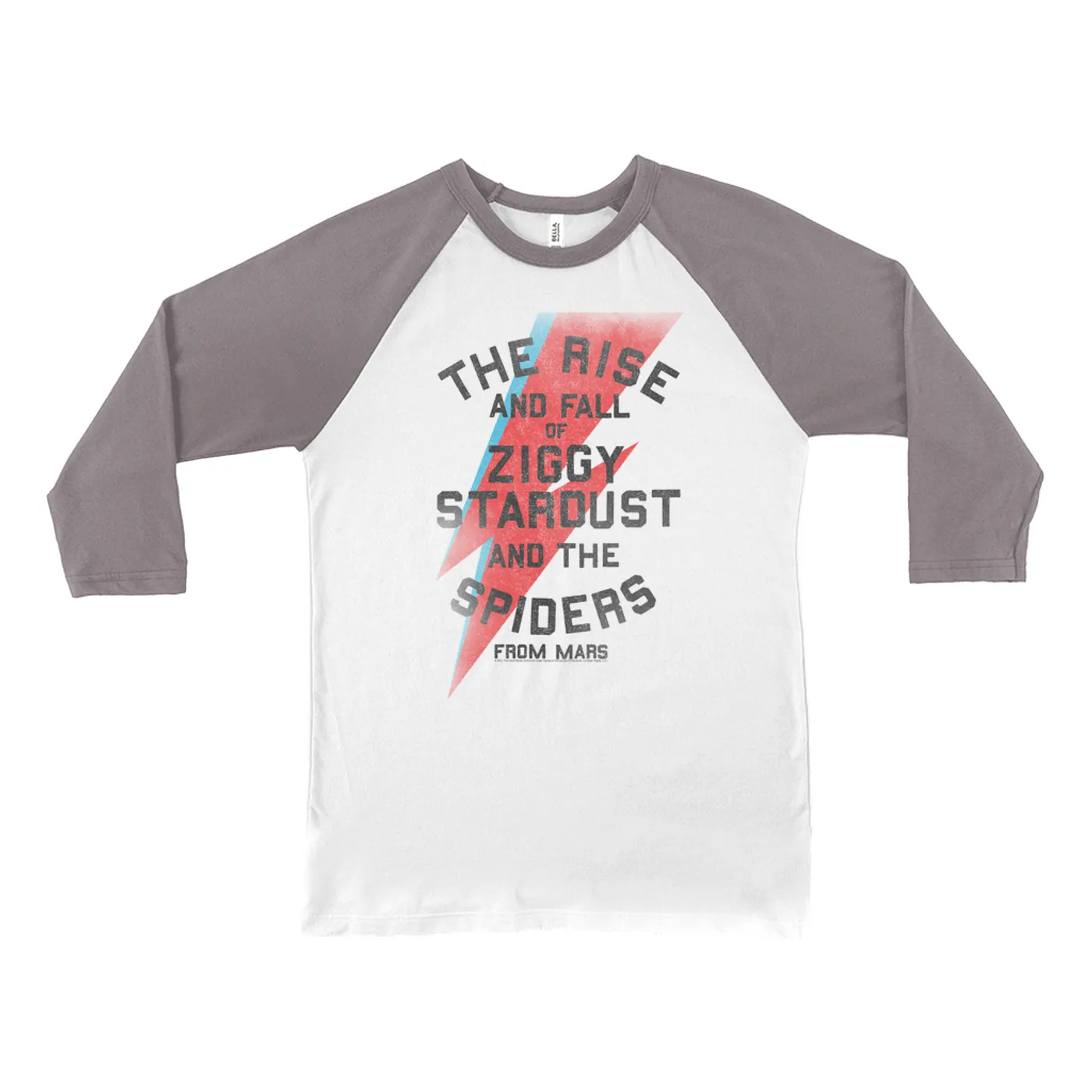 David Bowie 3/4 Sleeve Baseball Tee | The Rise And Fall Of Ziggy Stardust And The Spiders From Mars Lightning Bolt Distressed David Bowie Shirt (Merchbar Exclusive)