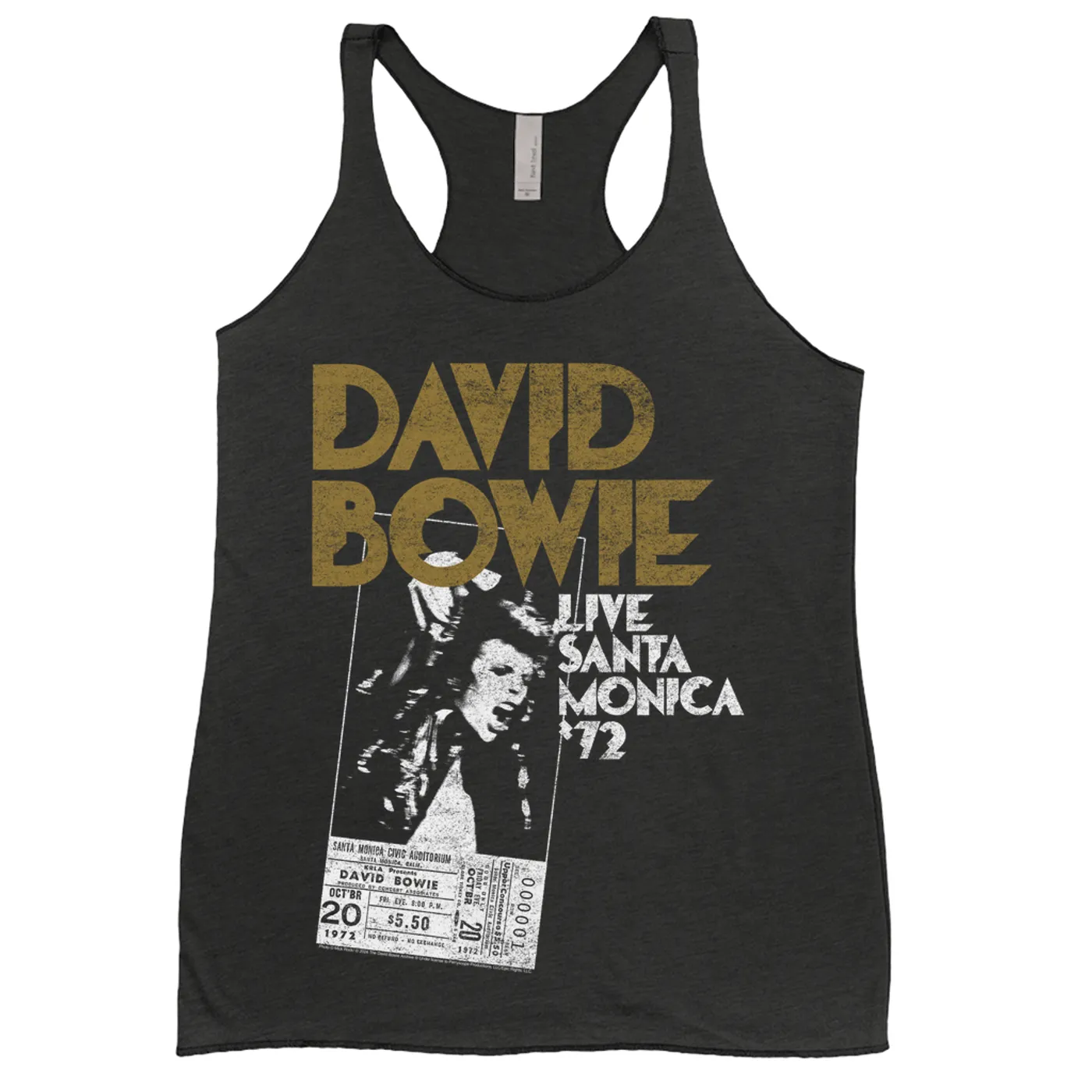 David Bowie Ladies' Tank Top | Live At Santa Monica 1972 Concert Ticket Promotion David Bowie Shirt