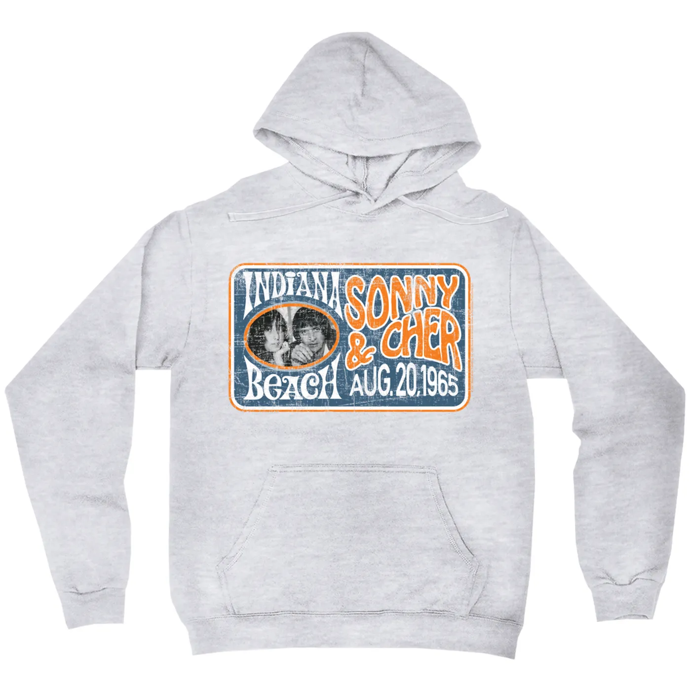 Sonny & Cher Hoodie | Indiana Beach Horizontal Concert Banner Distressed Sonny and Cher Hoodie