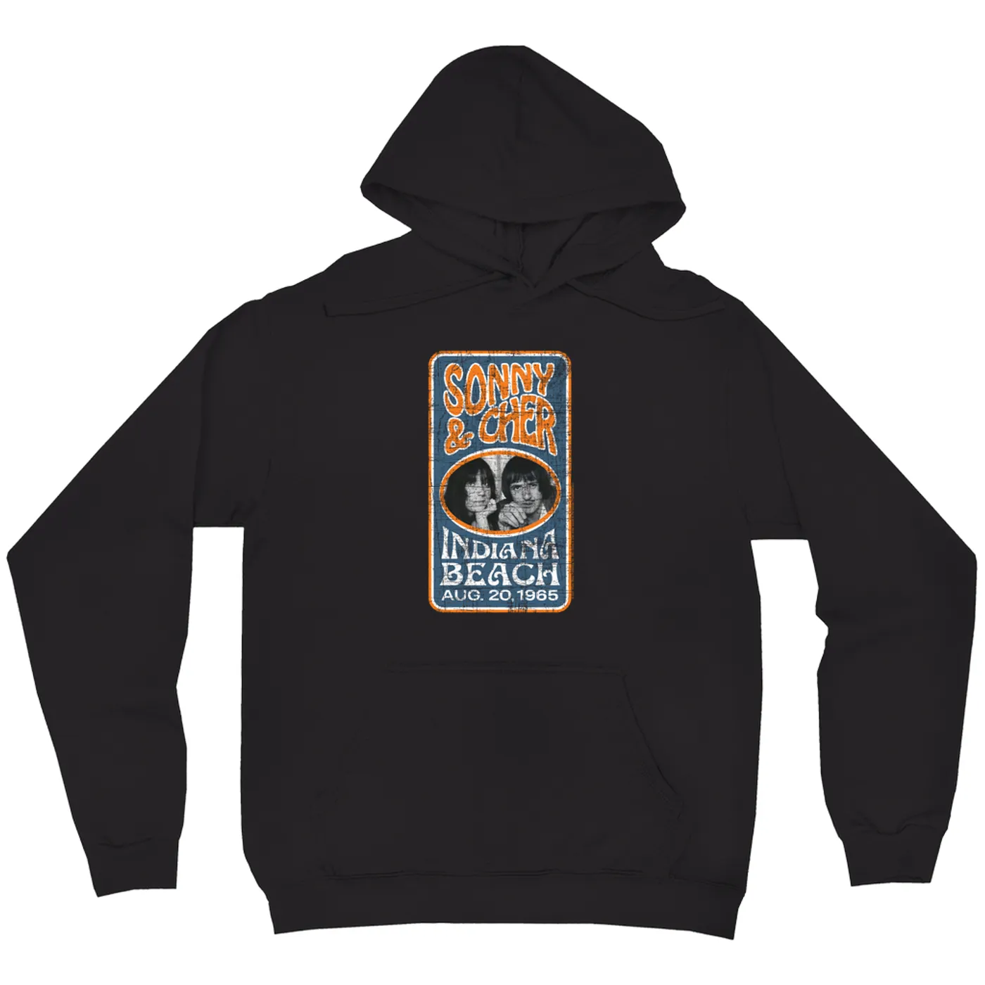 Sonny & Cher Hoodie | Indiana Beach Vertical Concert Banner Distressed Sonny and Cher Hoodie