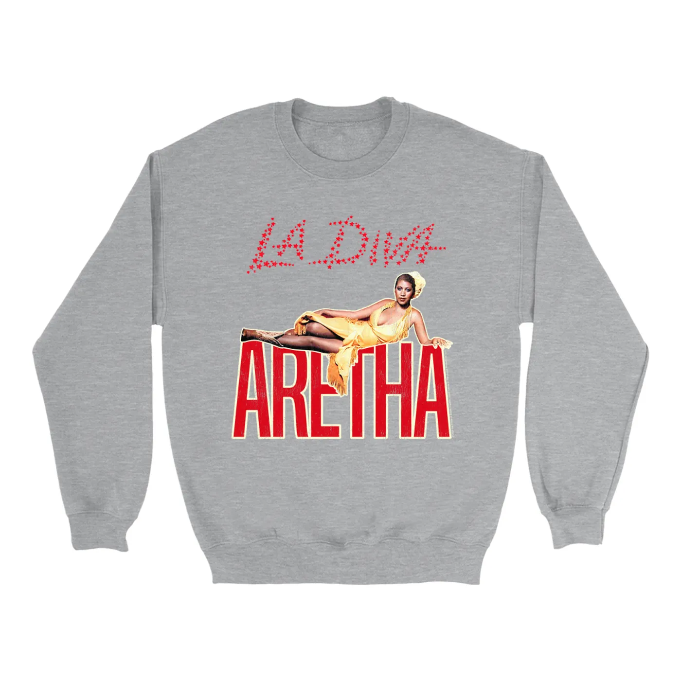Aretha Franklin Sweatshirt | La Diva Album Design Distressed Aretha Franklin Sweatshirt (Merchbar Exclusive)