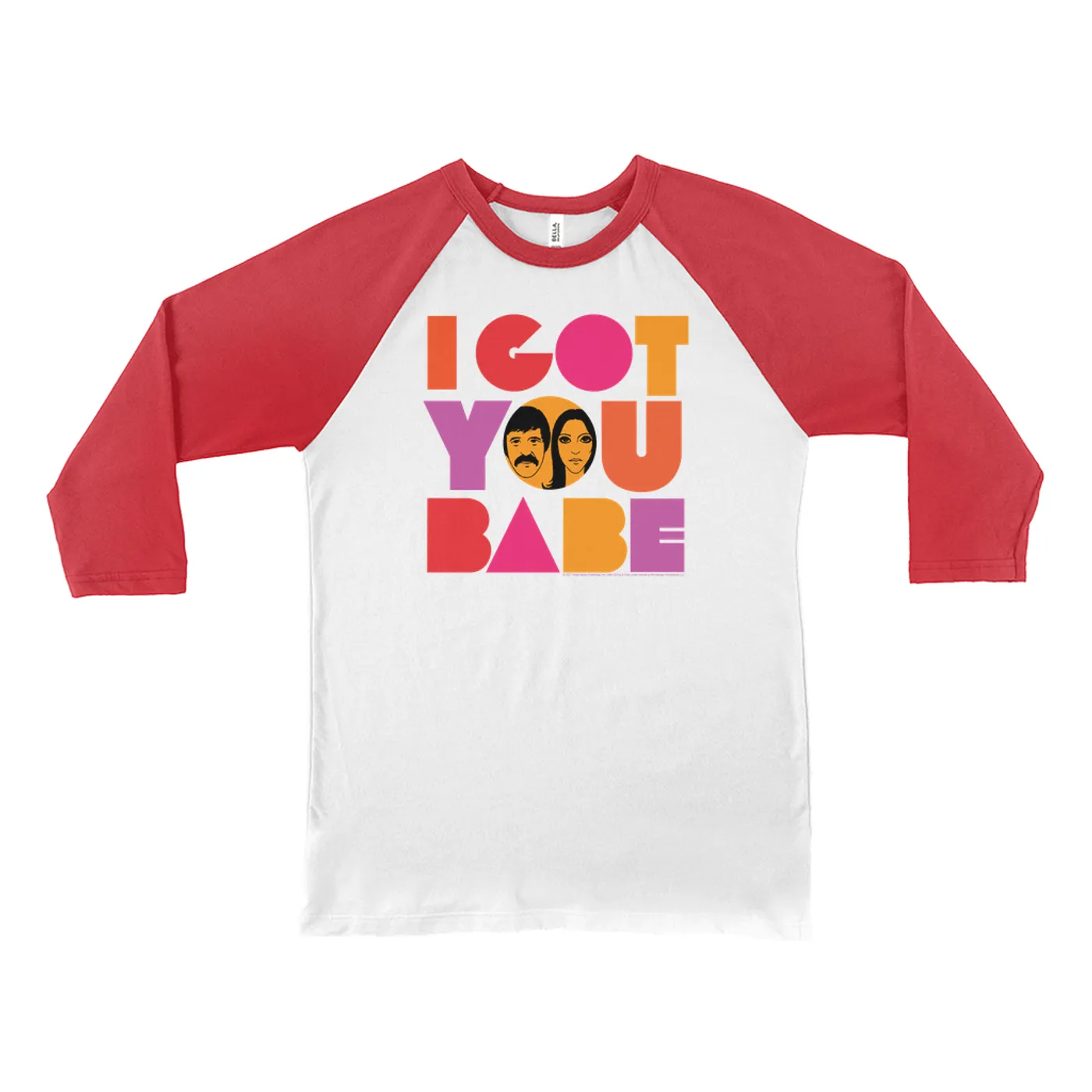 Sonny & Cher 3/4 Sleeve Baseball Tee | I Got You Babe Bright Logo Image Sonny and Cher Shirt