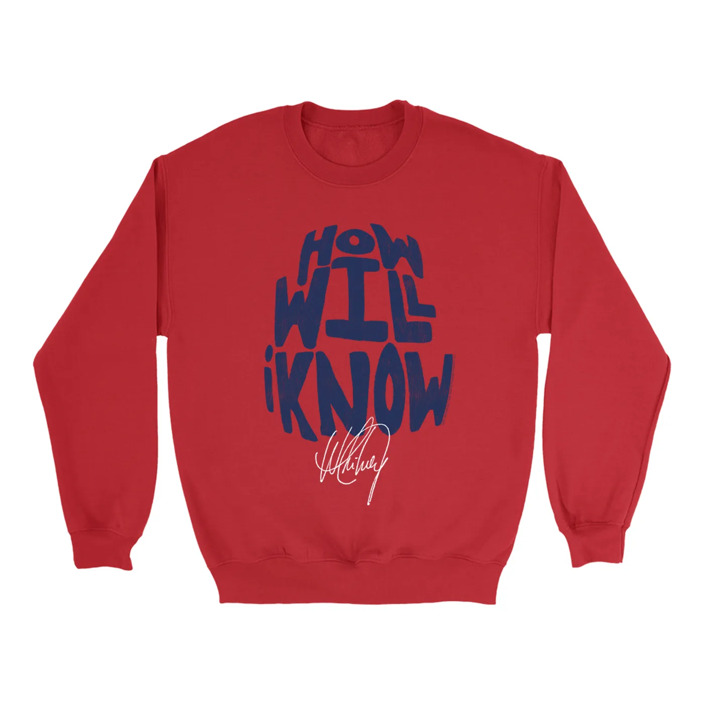 Whitney Houston Sweatshirt | How Will I Know Navy Design Distressed Whitney Houston Sweatshirt
