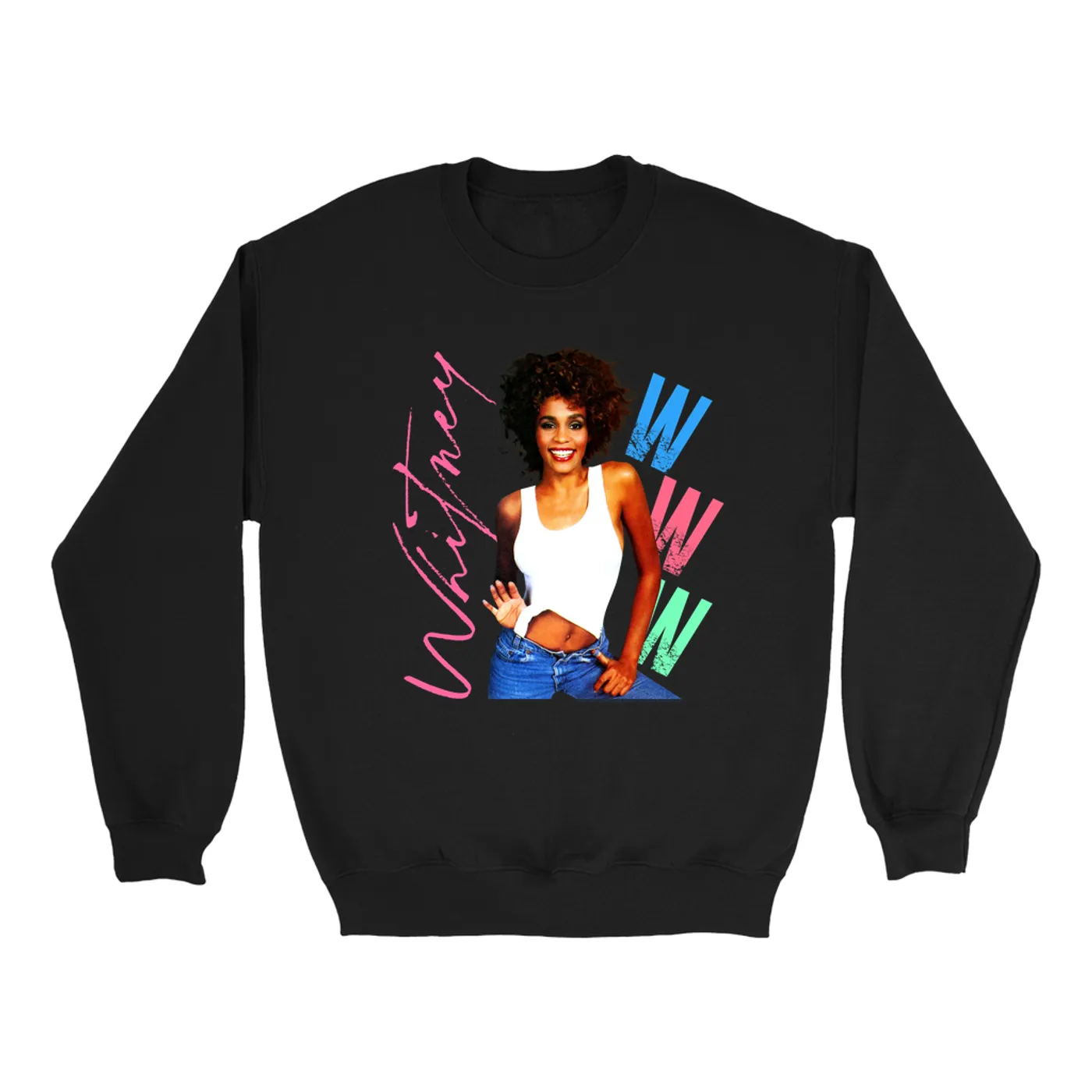 Whitney Houston Sweatshirt | Whitney Pastel W Design Whitney Houston Sweatshirt