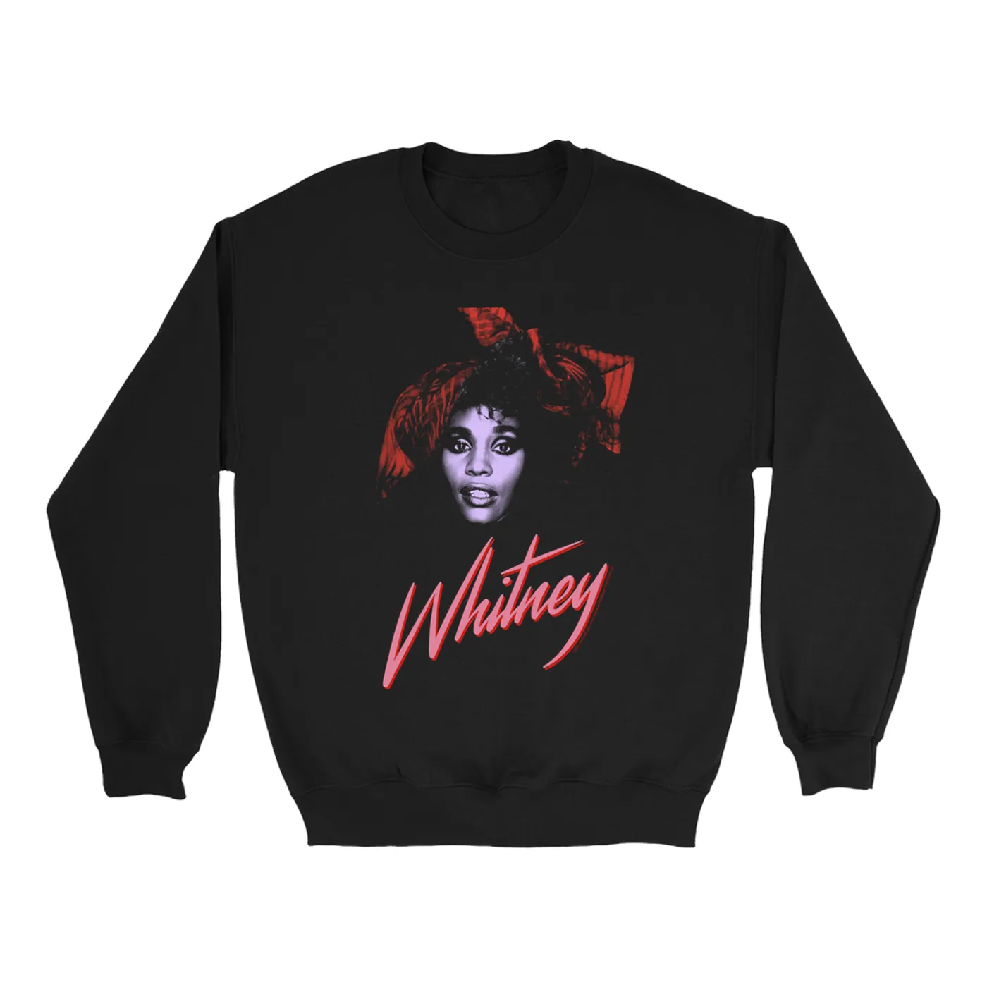 Whitney Houston Sweatshirt | Purple And Red 1987 Photo Design Whitney Houston Sweatshirt (Merchbar Exclusive)