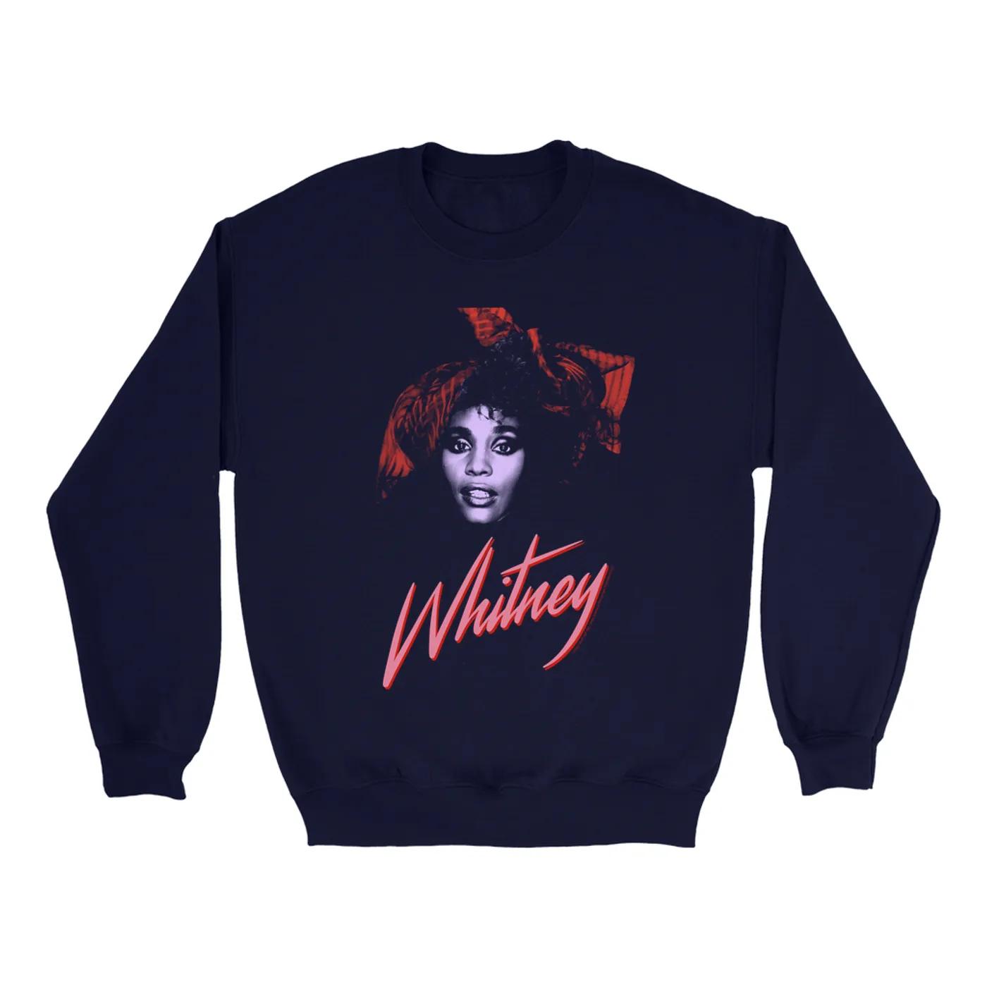 Whitney Houston Sweatshirt | Purple And Red 1987 Photo Design Whitney Houston Sweatshirt (Merchbar Exclusive)