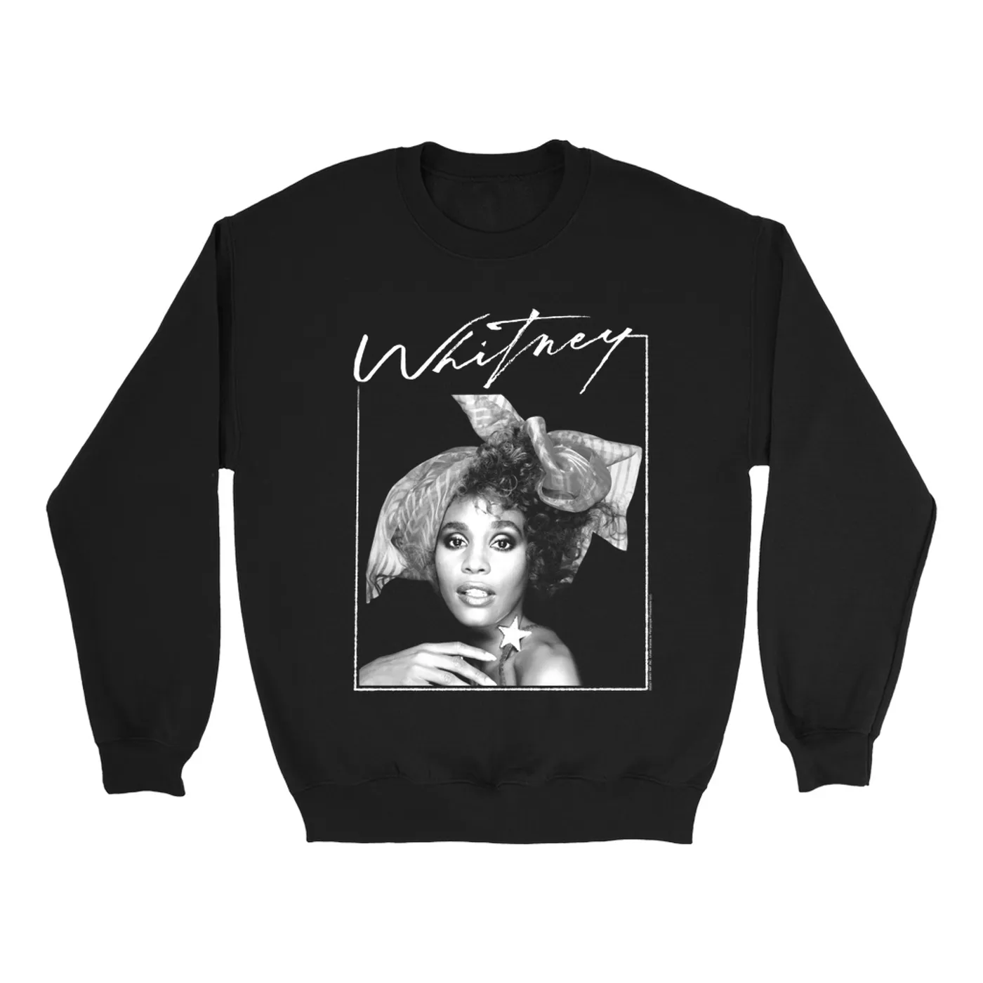 Whitney Houston Sweatshirt | 1987 Whitney Signature And White Photo Image Whitney Houston Sweatshirt (Merchbar Exclusive)