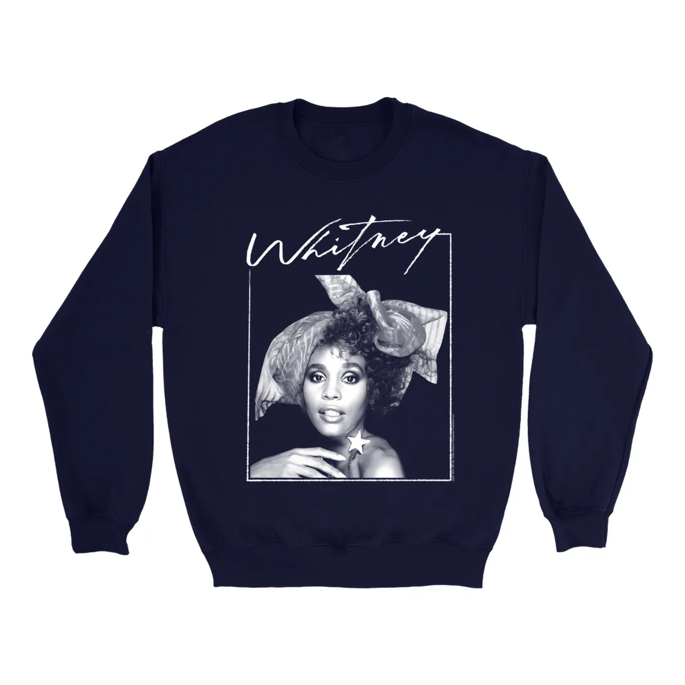 Whitney Houston Sweatshirt | 1987 Whitney Signature And White Photo Image Whitney Houston Sweatshirt (Merchbar Exclusive)
