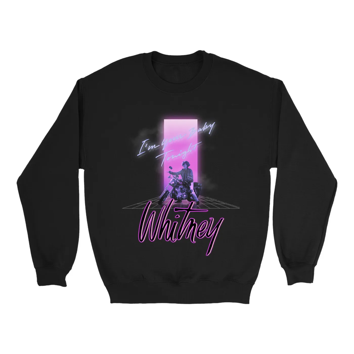 Whitney Houston Sweatshirt | Neon Light I'm Your Baby Tonight Image Whitney Houston Sweatshirt