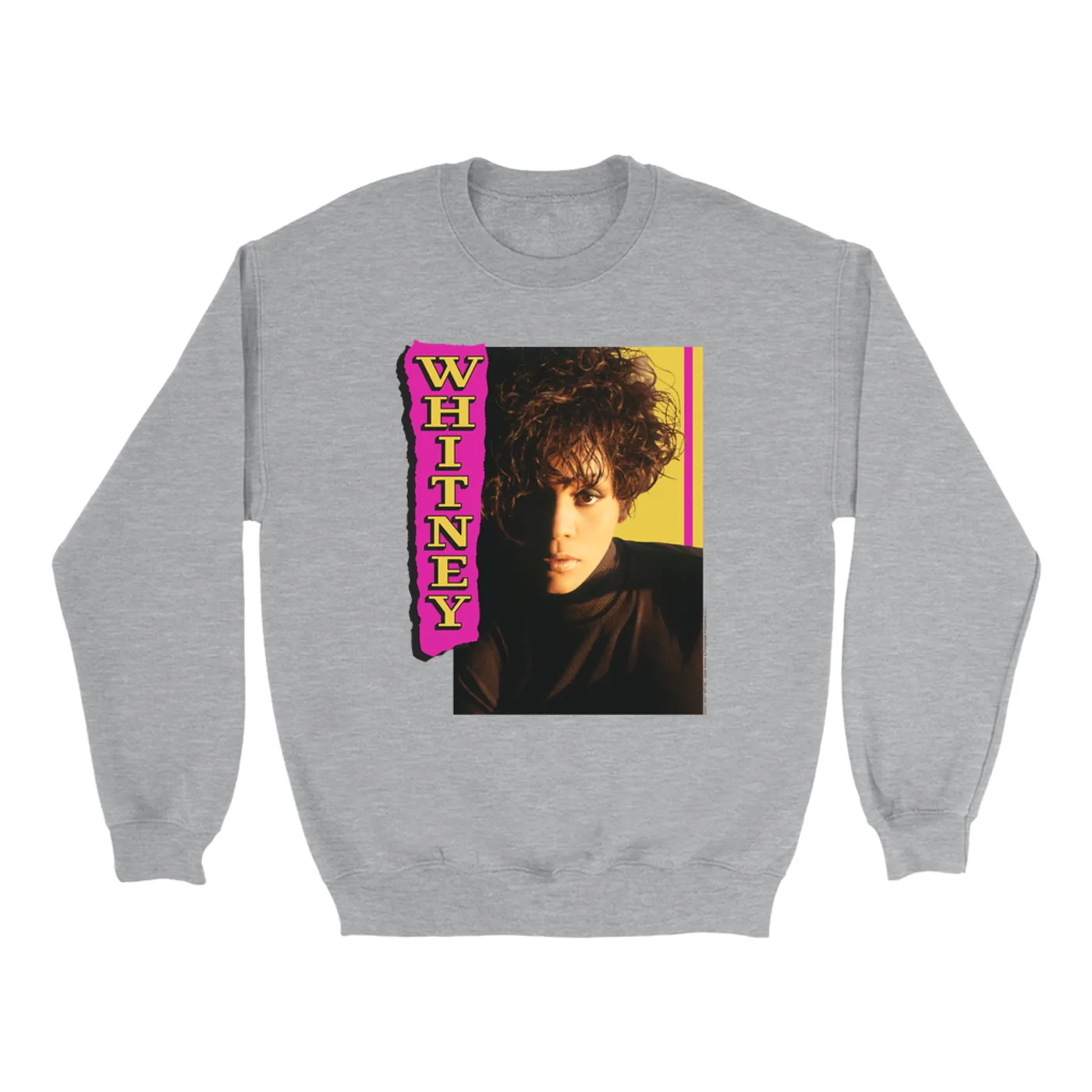 Whitney Houston Sweatshirt | Whitney Pink And Yellow Image Whitney Houston Sweatshirt