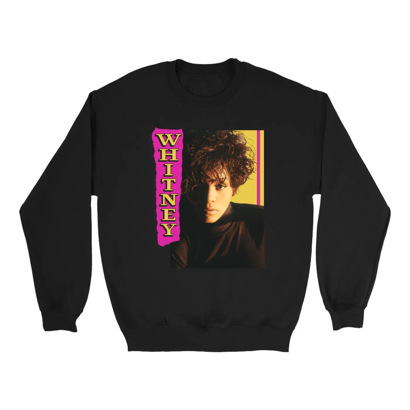 Whitney Houston Sweatshirt | Whitney Pink And Yellow Image Whitney Houston Sweatshirt
