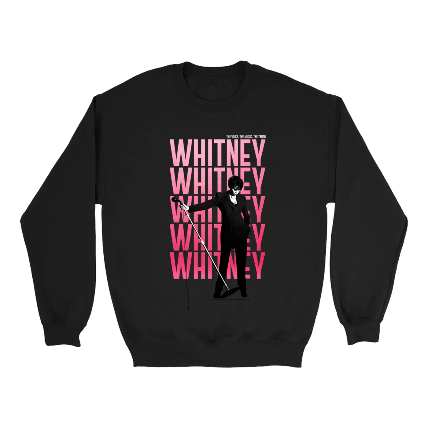 Whitney Houston Sweatshirt | Voice Music Truth Cover Art Ombre Pink Image Whitney Houston Sweatshirt