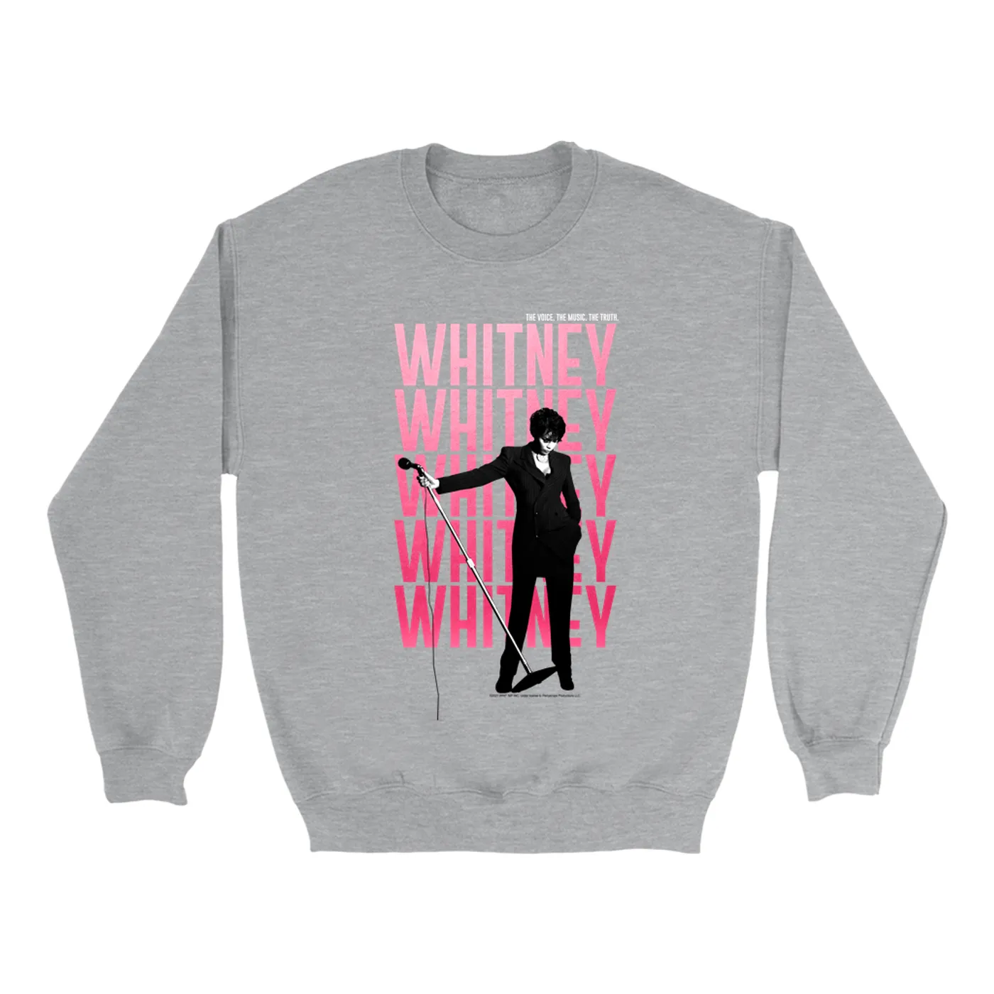 Whitney Houston Sweatshirt | Voice Music Truth Cover Art Ombre Pink Image Whitney Houston Sweatshirt