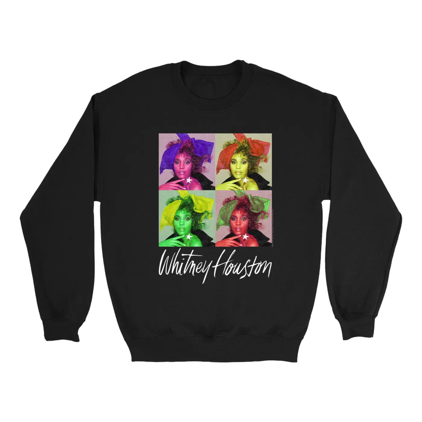 Whitney Houston Sweatshirt | Pop Art Album Design Distressed Whitney Houston Sweatshirt (Merchbar Exclusive)