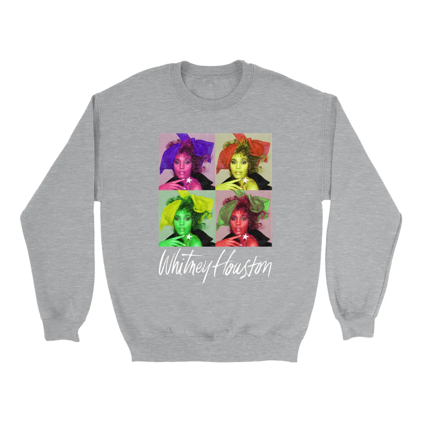 Whitney Houston Sweatshirt | Pop Art Album Design Distressed Whitney Houston Sweatshirt (Merchbar Exclusive)