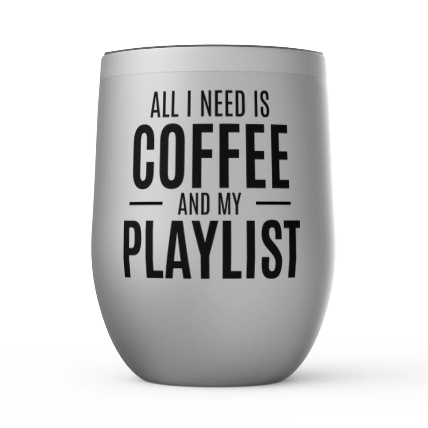 Merchbar Music Life Wine Tumbler | All I Need Is Coffee & Music Merchbar Music Life Stemless Wine Tumbler