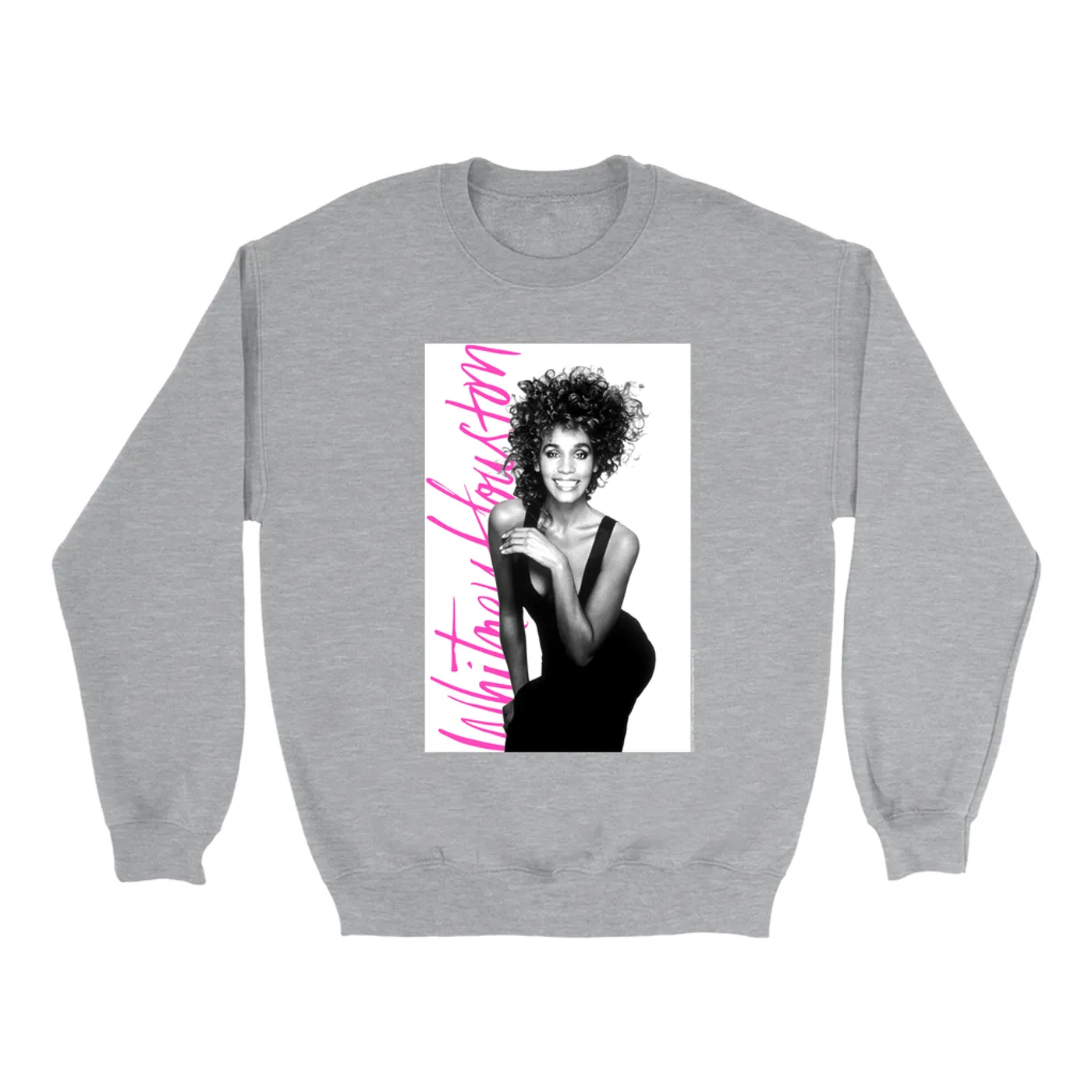 Whitney Houston Sweatshirt | Album Photo With Hot Pink Signature Image Whitney Houston Sweatshirt
