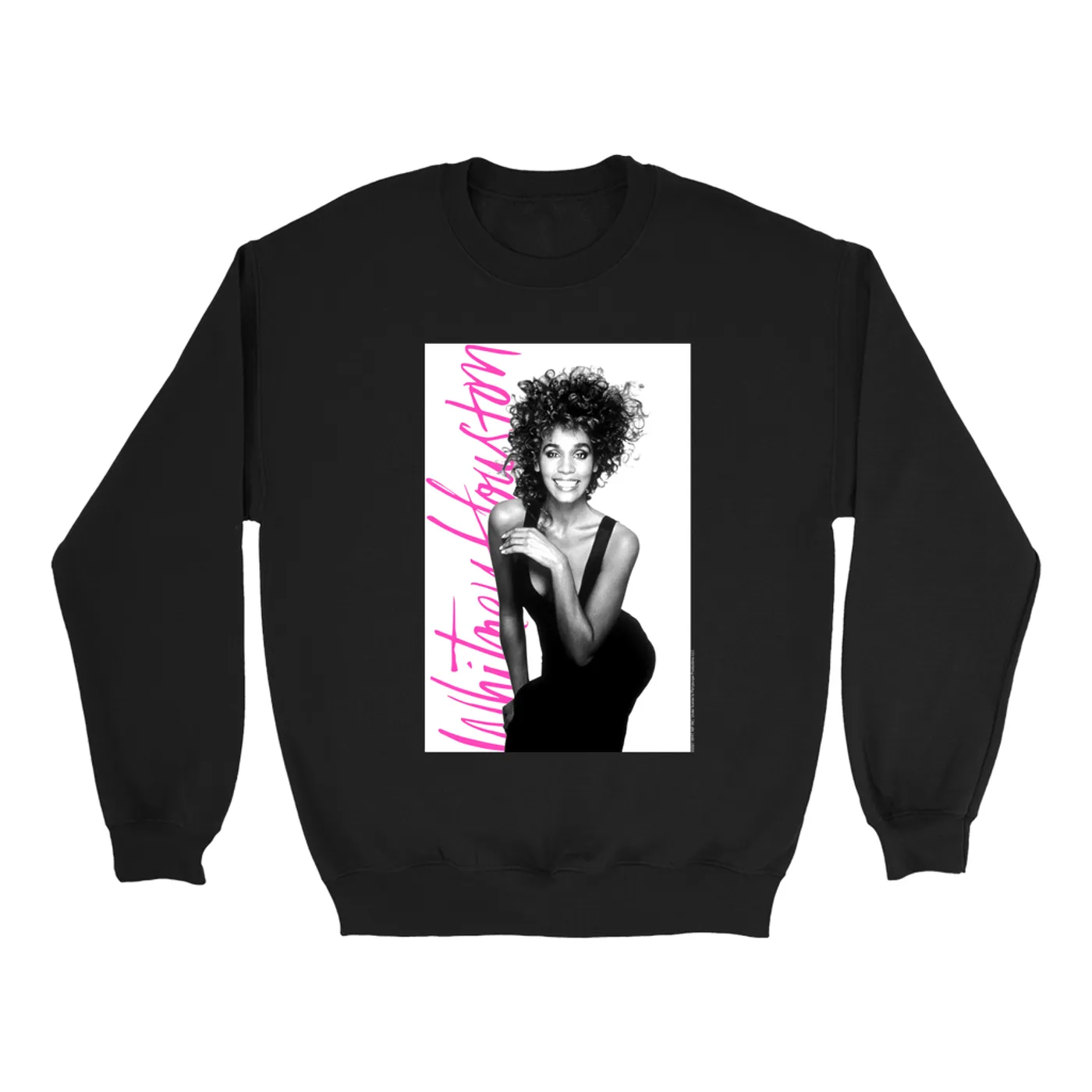 Whitney Houston Sweatshirt | Album Photo With Hot Pink Signature Image Whitney Houston Sweatshirt