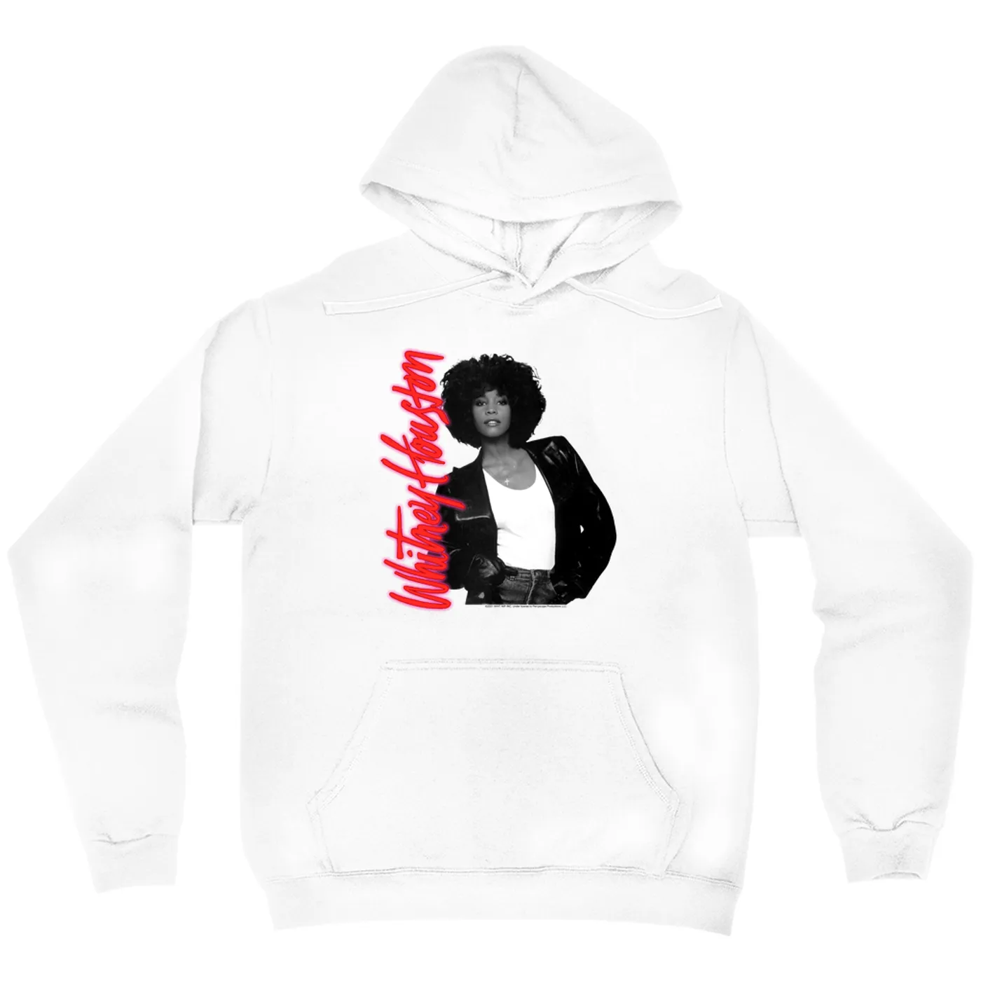 Whitney Houston Hoodie | Whitney Houston Album Photo and Red Neon Logo Whitney Houston Hoodie