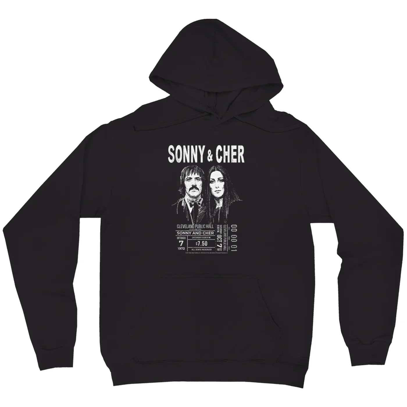 Sonny & Cher Hoodie | Cleaveland Hall Concert Ticket Stub Sonny and Cher Hoodie (Merchbar Exclusive)