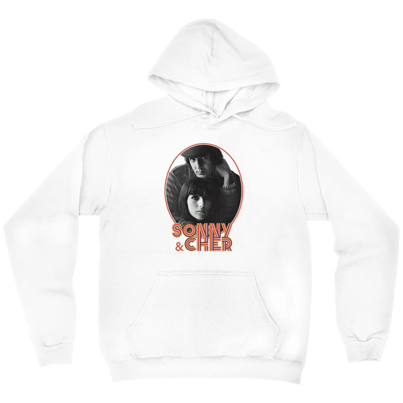 Sonny & Cher Hoodie | Caesar And Cleo Photo And Retro Frame Distressed Sonny and Cher Hoodie (Merchbar Exclusive)