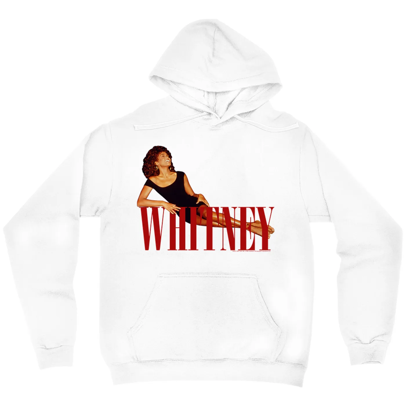 Whitney Houston Hoodie | Whitney Laying On Logo Red Whitney Houston Hoodie