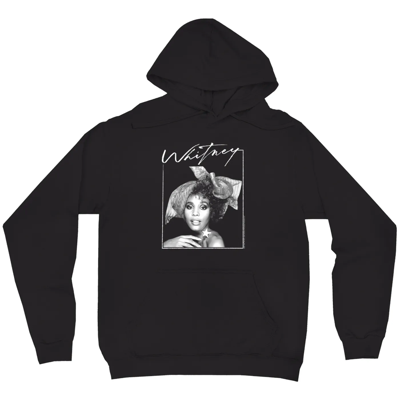 Whitney Houston Hoodie | 1987 Whitney Signature And White Photo Image Whitney Houston Hoodie (Merchbar Exclusive)