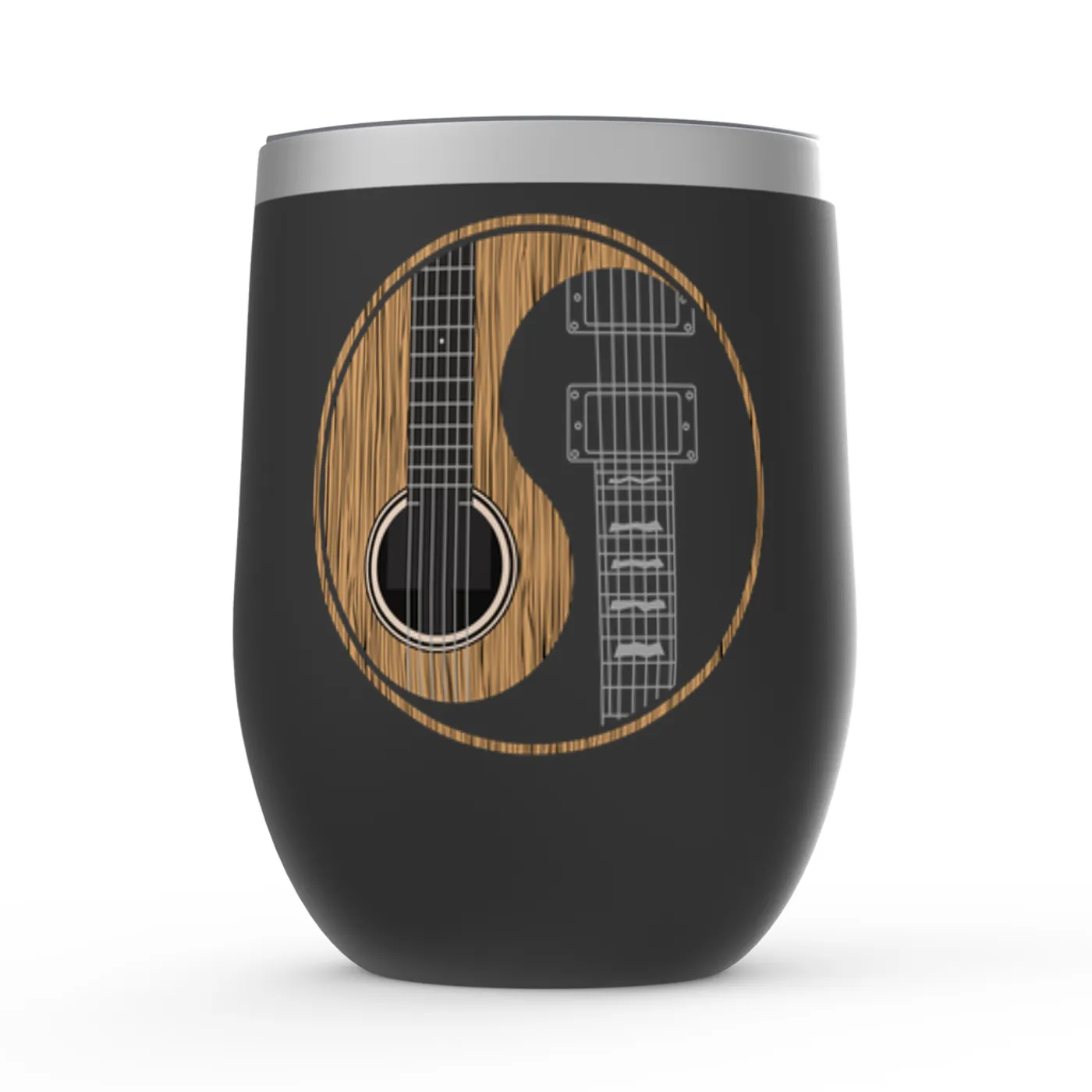Merchbar Music Life Wine Tumbler | Guitar Yin-Yang Merchbar Music Life Stemless Wine Tumbler