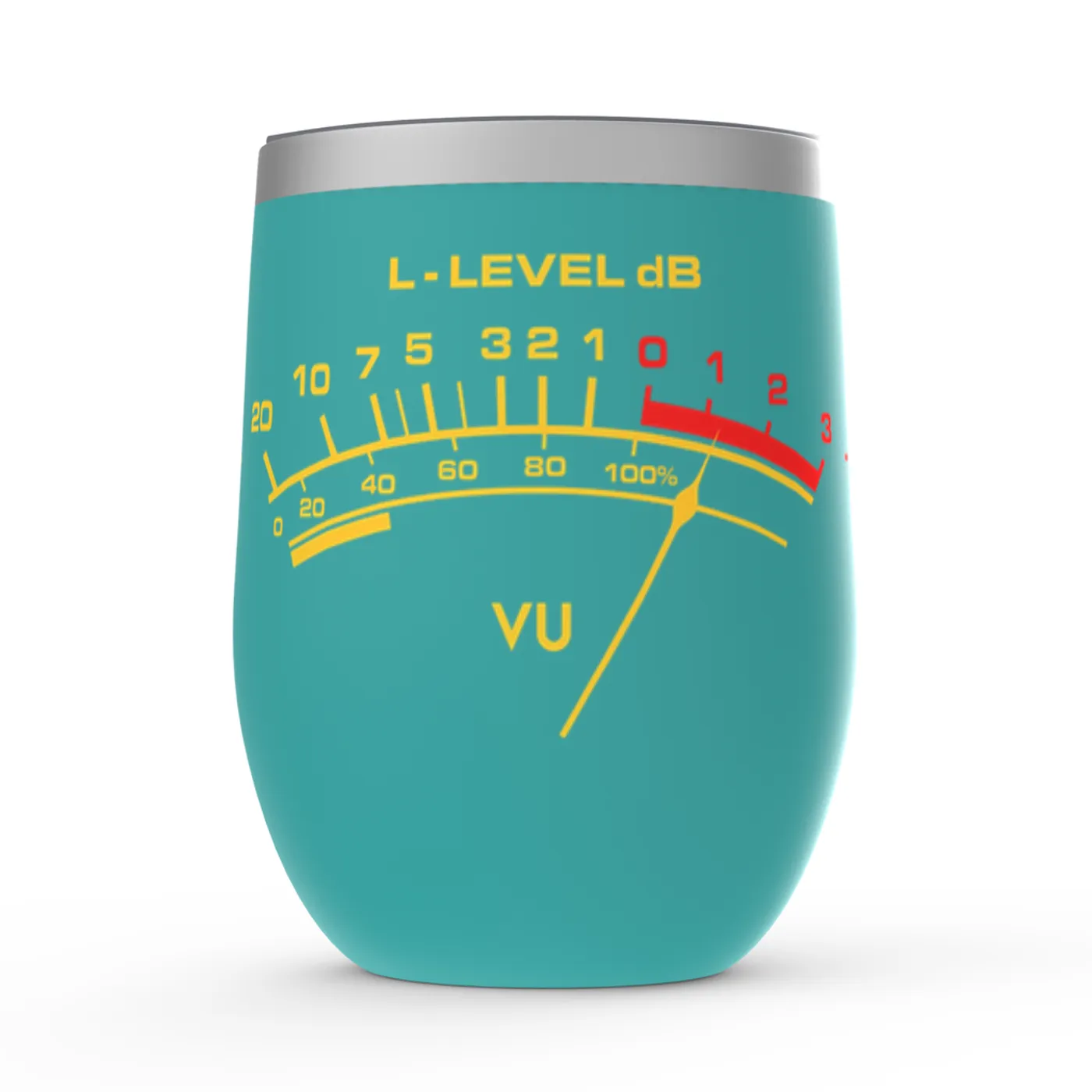 Merchbar Music Life Wine Tumbler | VU Audio Meter Merchbar Music Life Stemless Wine Tumbler