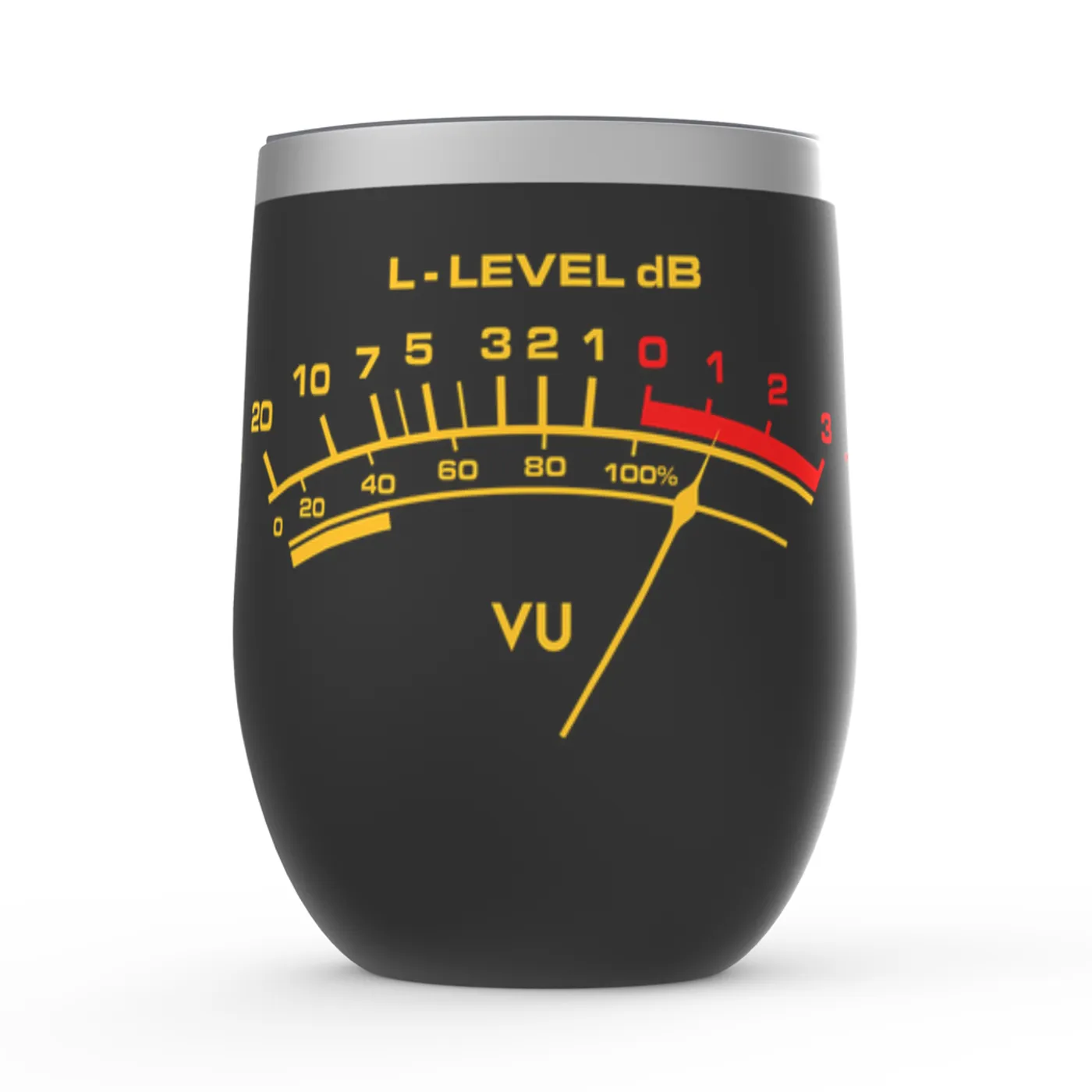 Merchbar Music Life Wine Tumbler | VU Audio Meter Merchbar Music Life Stemless Wine Tumbler