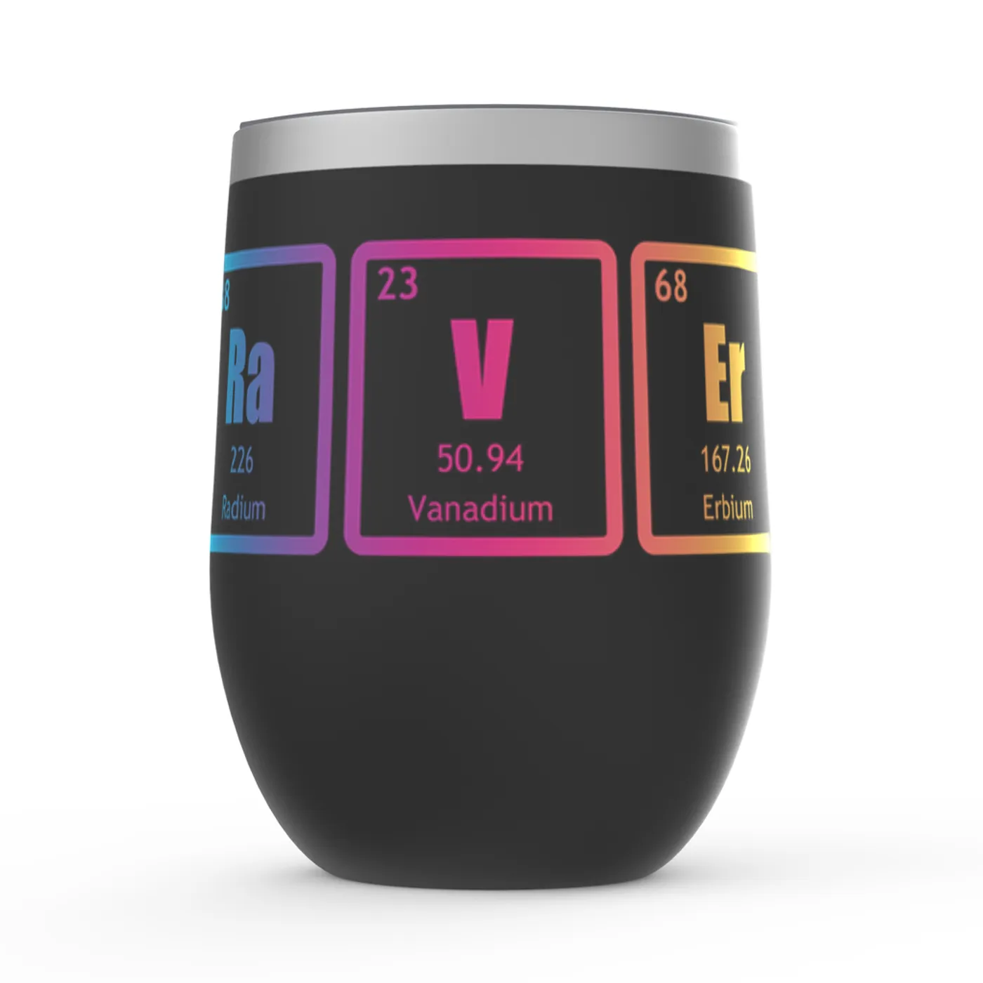 Merchbar Music Life Wine Tumbler | Raver Periodic Table Ombre Design Merchbar Music Life Stemless Wine Tumbler