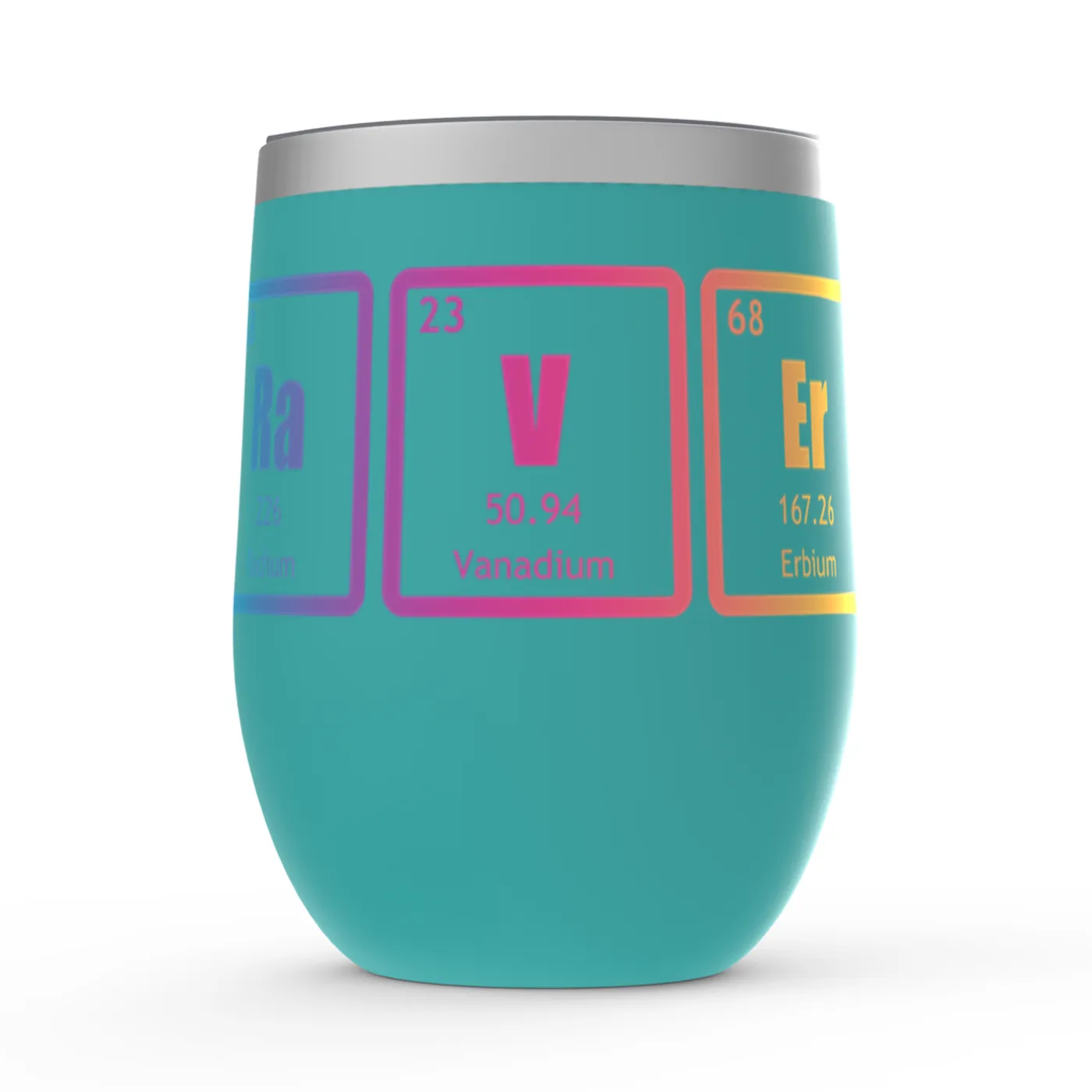 Merchbar Music Life Wine Tumbler | Raver Periodic Table Ombre Design Merchbar Music Life Stemless Wine Tumbler