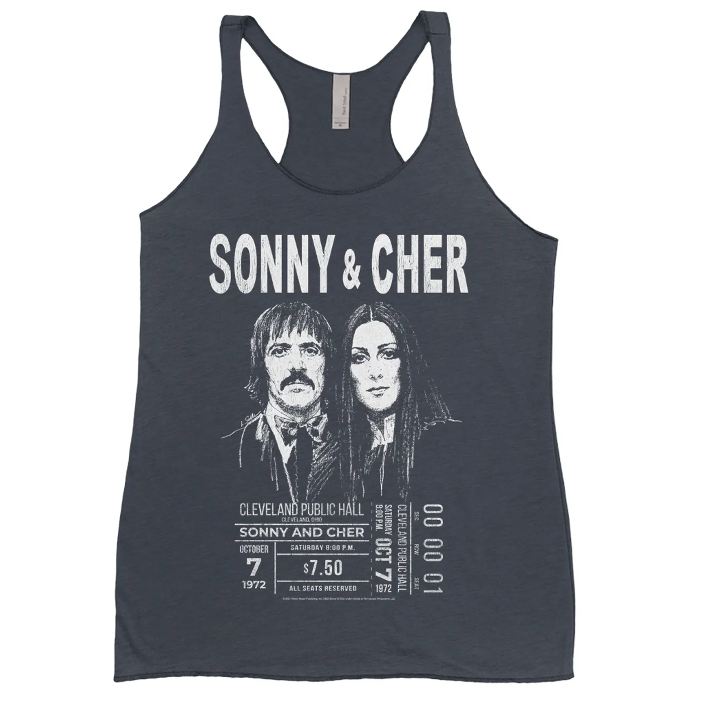 Sonny & Cher Bold Colored Racerback Tank | Cleaveland Hall Concert Ticket Stub Sonny and Cher Shirt (Merchbar Exclusive)