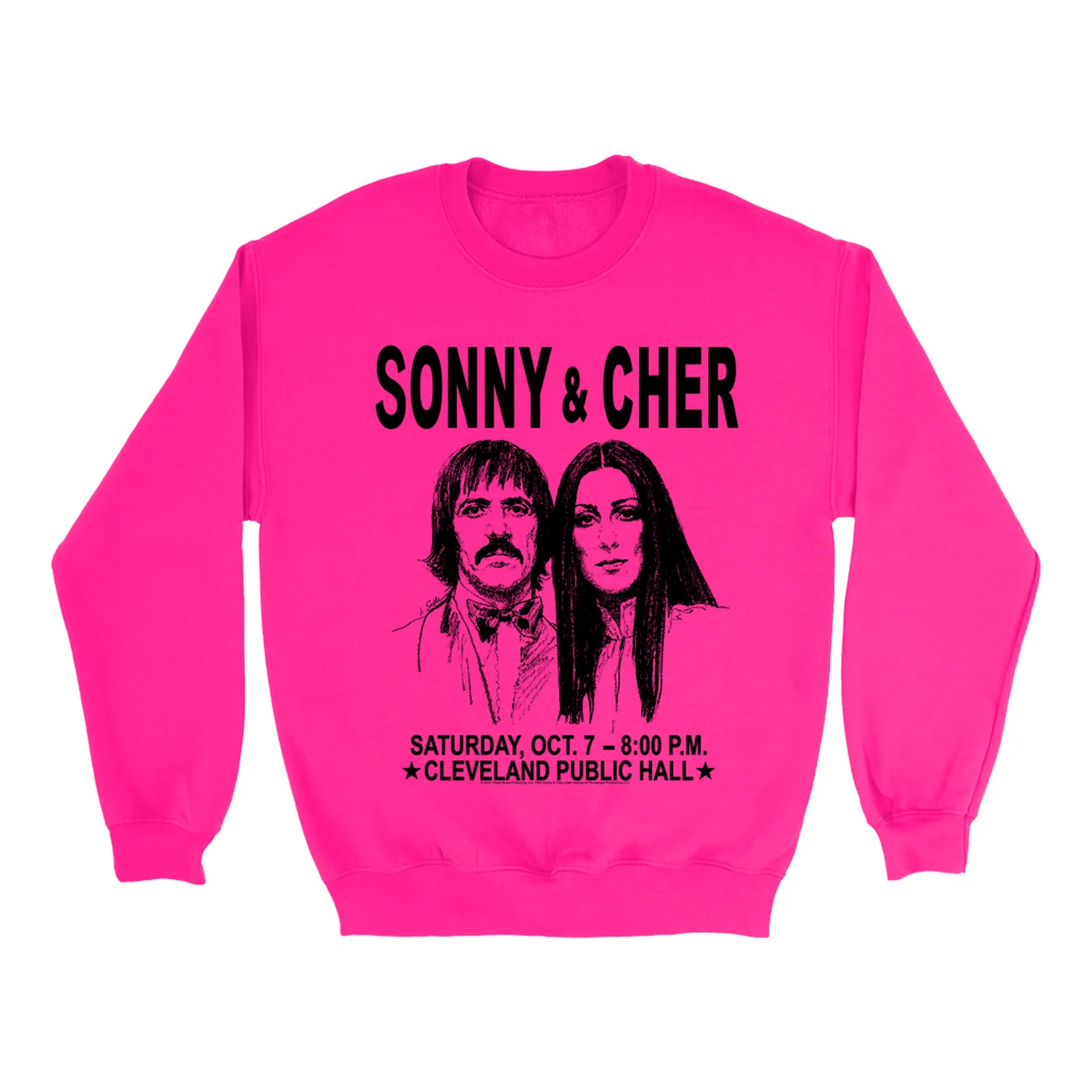 Sonny & Cher Bright Colored Sweatshirt | Cleaveland Hall Concert Poster Sonny and Cher Sweatshirt