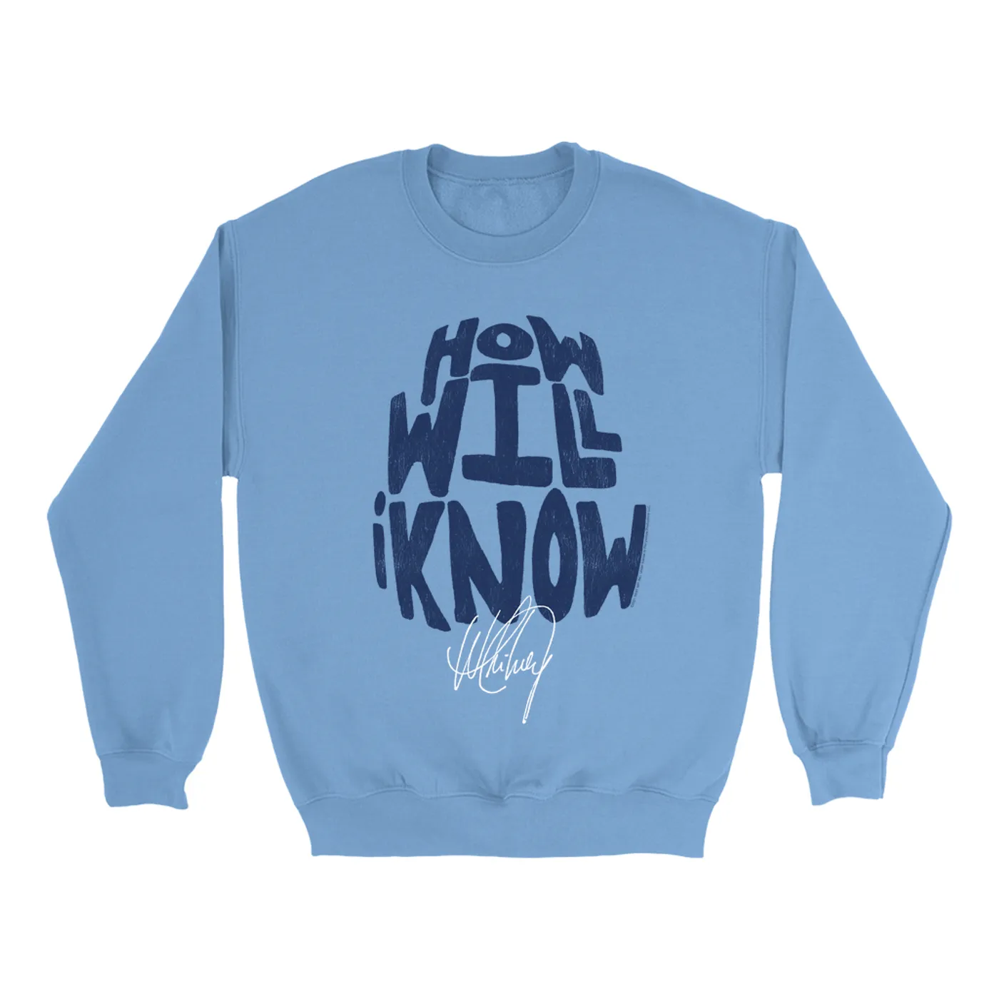 Whitney Houston Bright Colored Sweatshirt | How Will I Know Navy Design Distressed Whitney Houston Sweatshirt