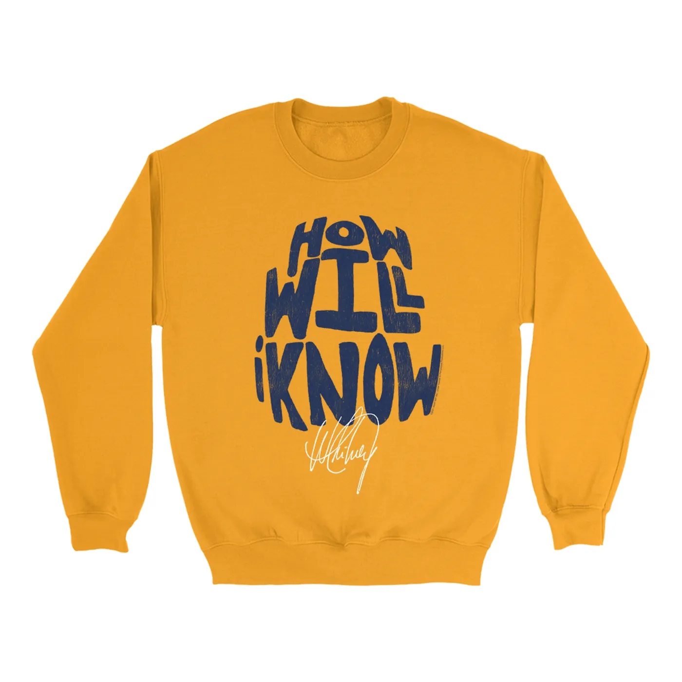 Whitney Houston Bright Colored Sweatshirt | How Will I Know Navy Design Distressed Whitney Houston Sweatshirt