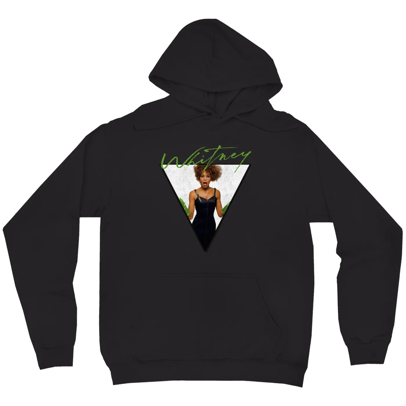 Whitney Houston Hoodie | 1987 Green Glove Photo Triangle Design Whitney Houston Hoodie (Merchbar Exclusive)