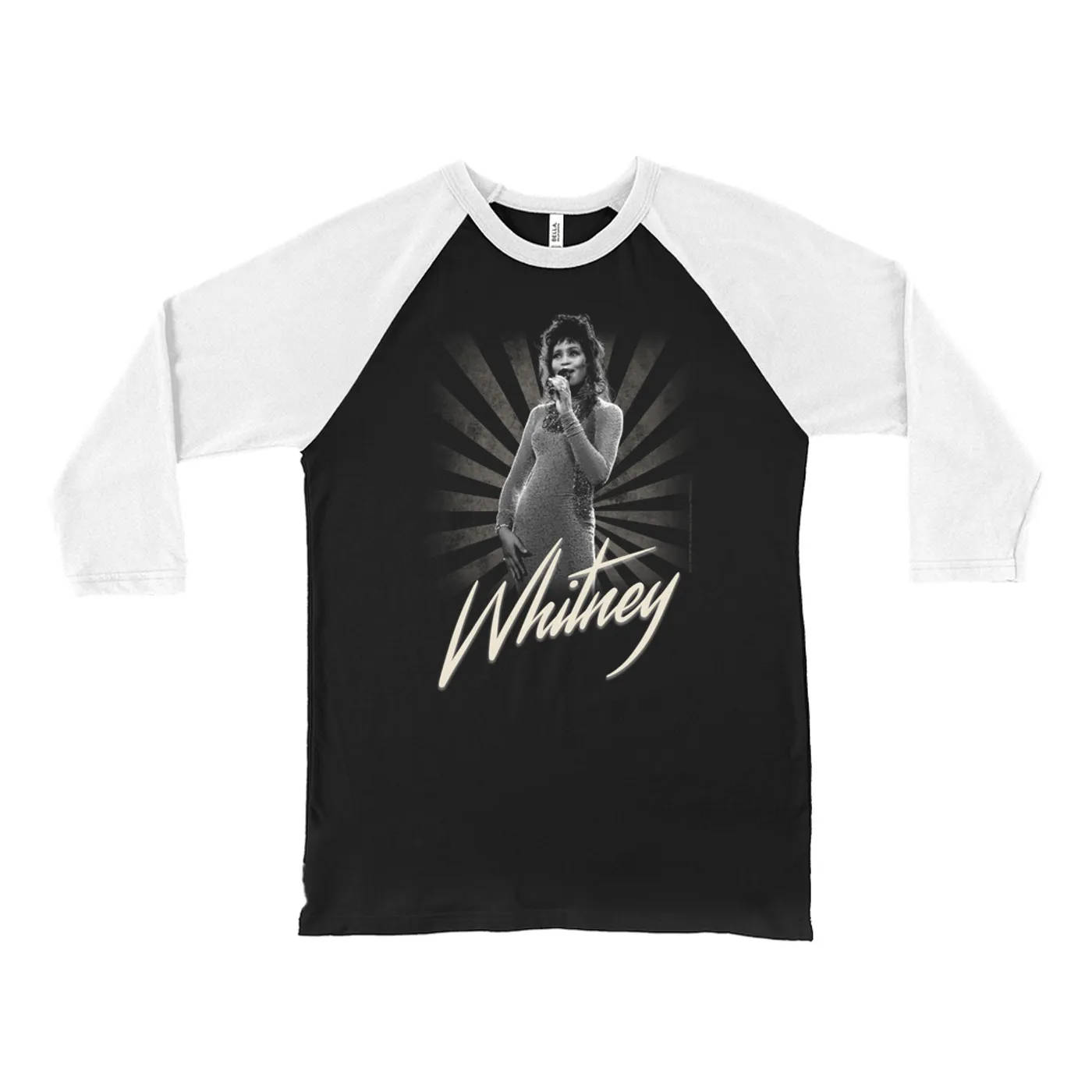 Whitney Houston 3/4 Sleeve Baseball Tee | Whitney Live Concert Shot By Patrick Harbron Whitney Houston Shirt (Merchbar Exclusive)