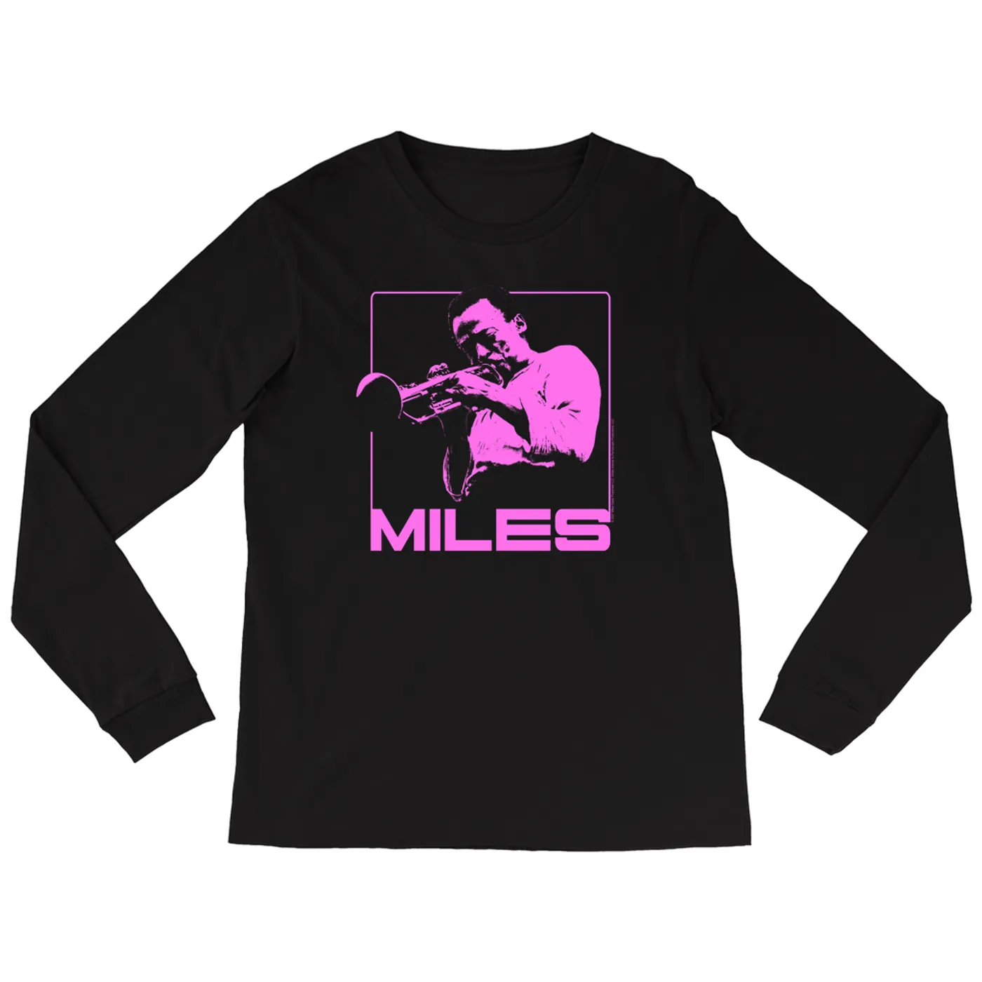 Miles Davis Long Sleeve Shirt | Miles Playing Trumpet Pink Design Miles Davis Shirt