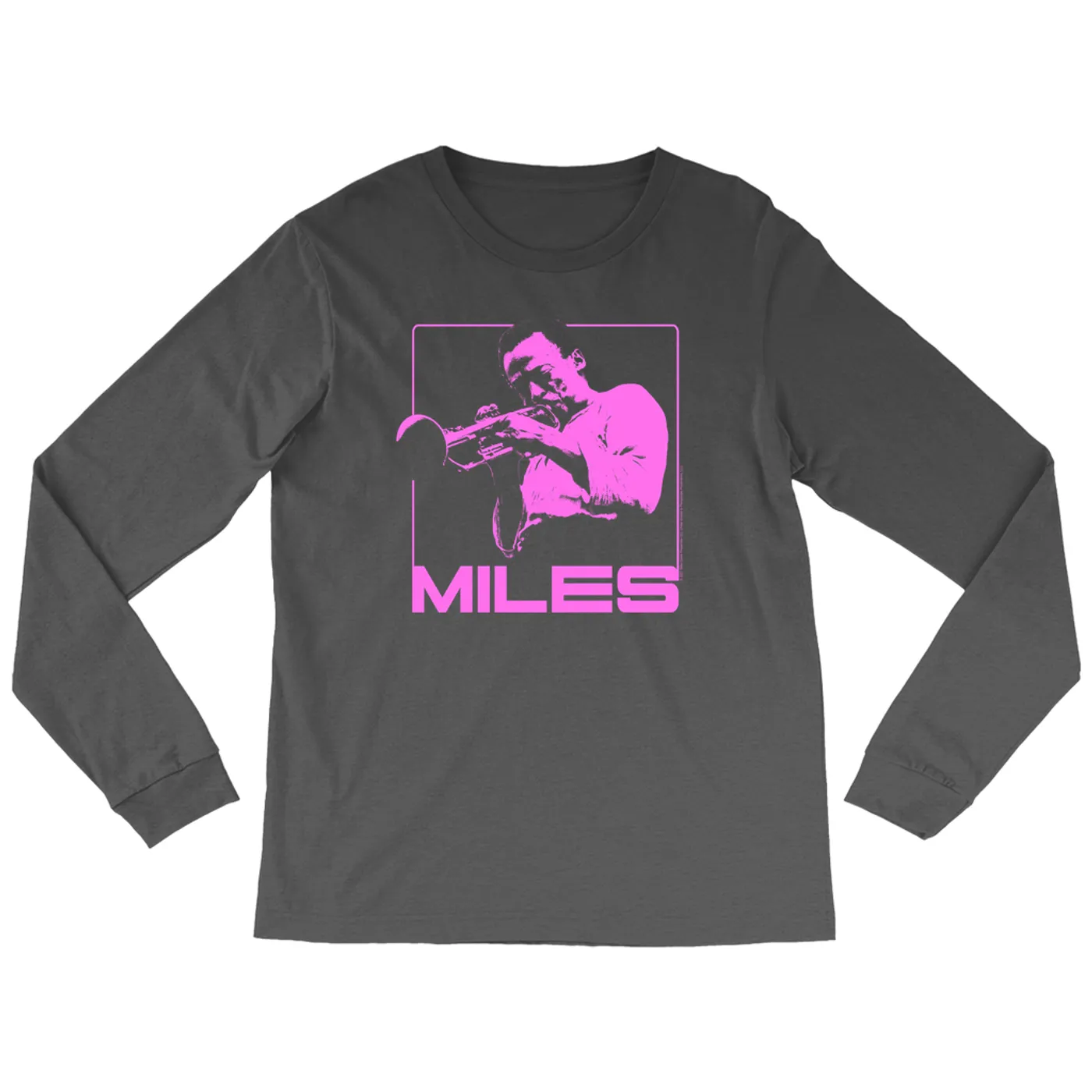 Miles Davis Long Sleeve Shirt | Miles Playing Trumpet Pink Design Miles Davis Shirt