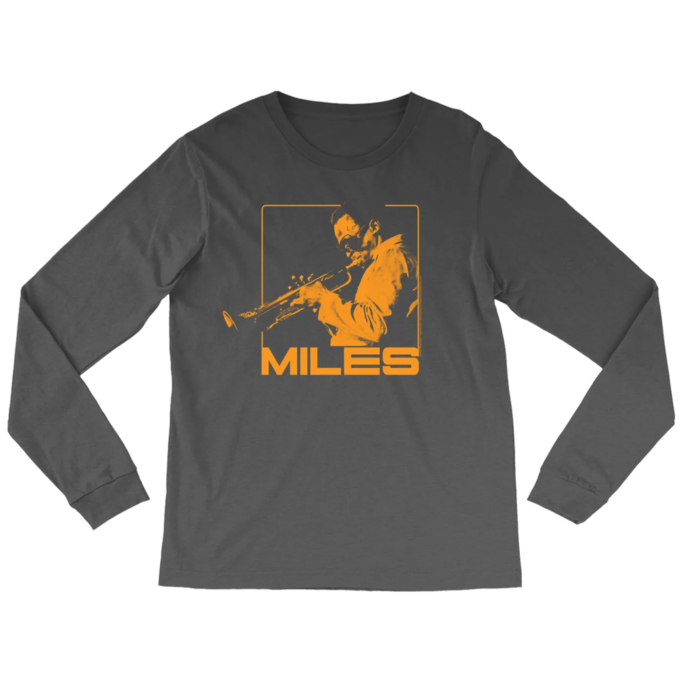 Miles Davis Long Sleeve Shirt | Miles Playing Trumpet Orange Design Miles Davis Shirt