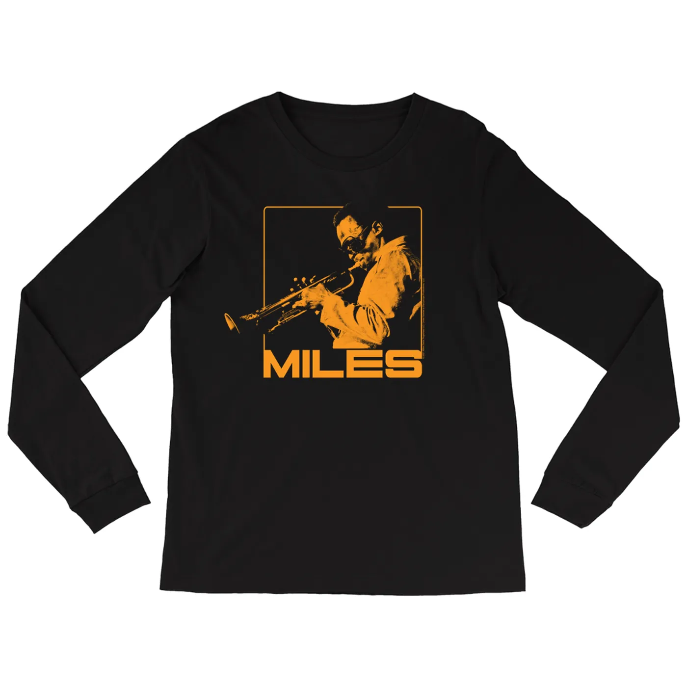 Miles Davis Long Sleeve Shirt | Miles Playing Trumpet Orange Design Miles Davis Shirt