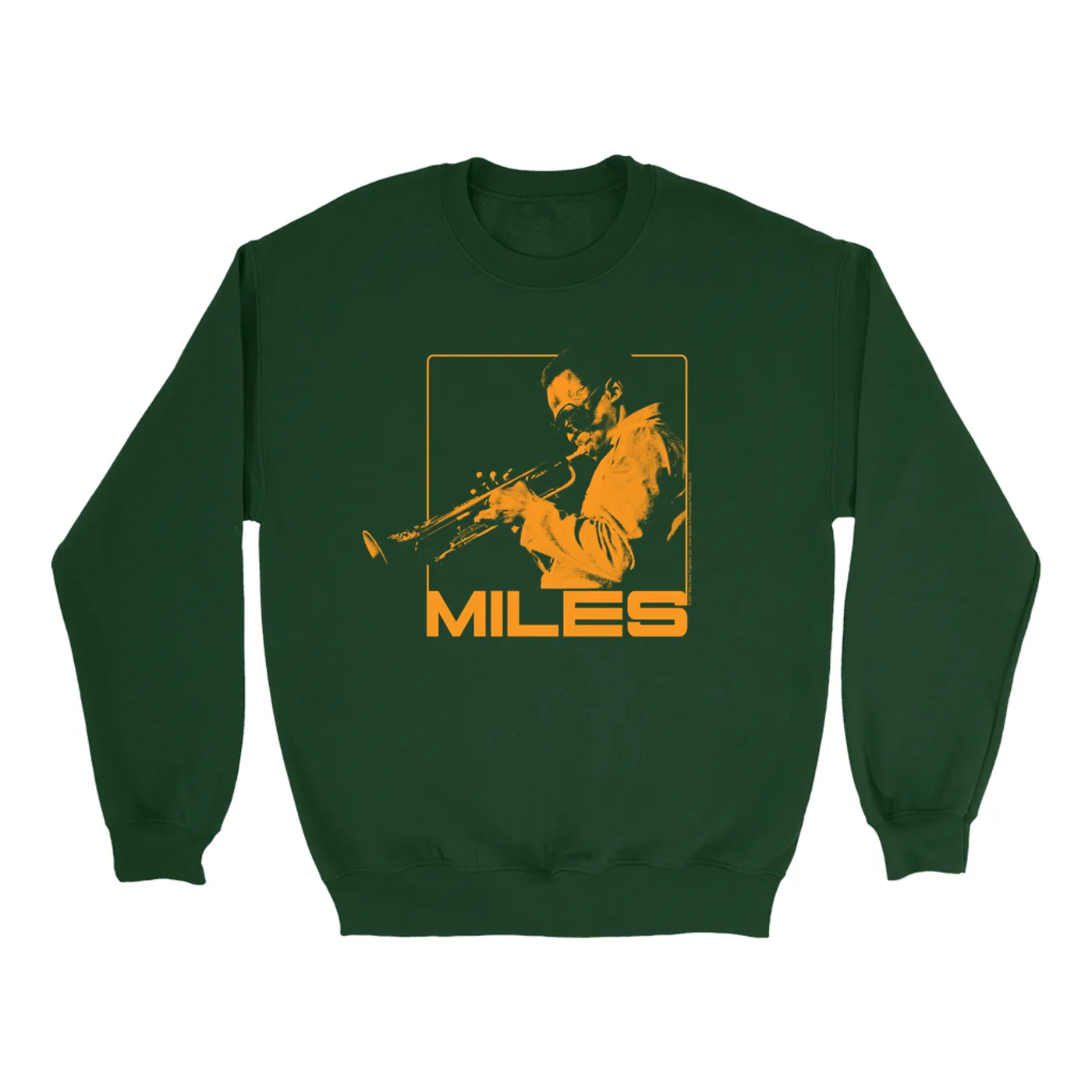 Miles Davis Sweatshirt | Miles Playing Trumpet Orange Design Miles Davis Sweatshirt