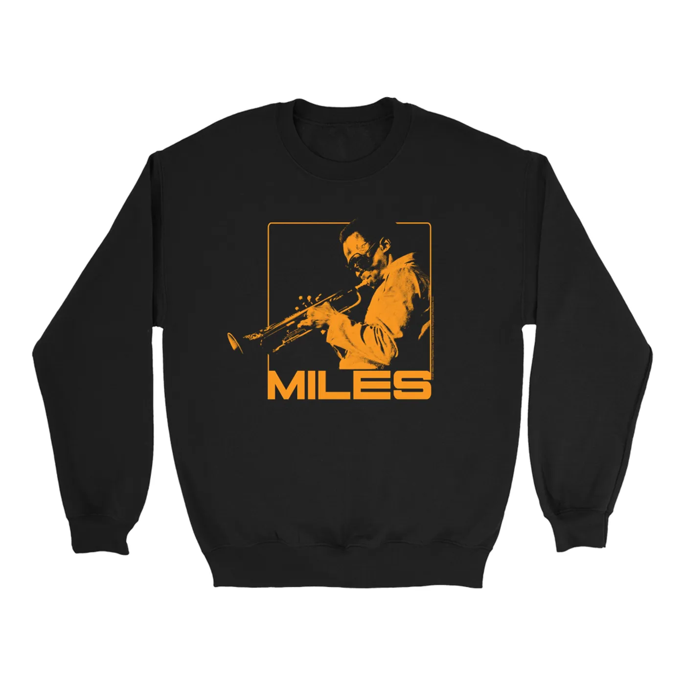 Miles Davis Sweatshirt | Miles Playing Trumpet Orange Design Miles Davis Sweatshirt