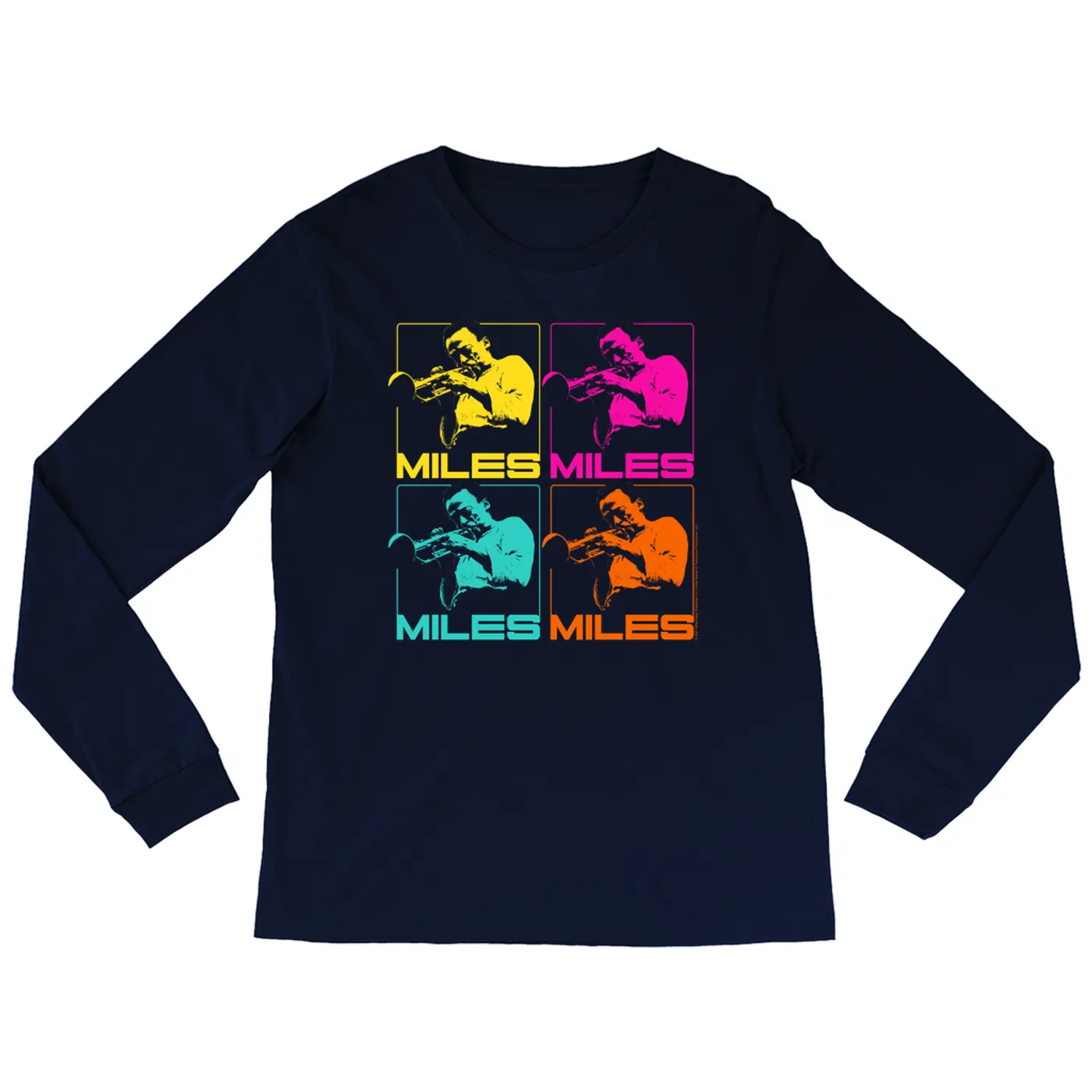 Miles Davis Long Sleeve Shirt | Miles Playing Trumpet Pop Art Design Miles Davis Shirt (Merchbar Exclusive)