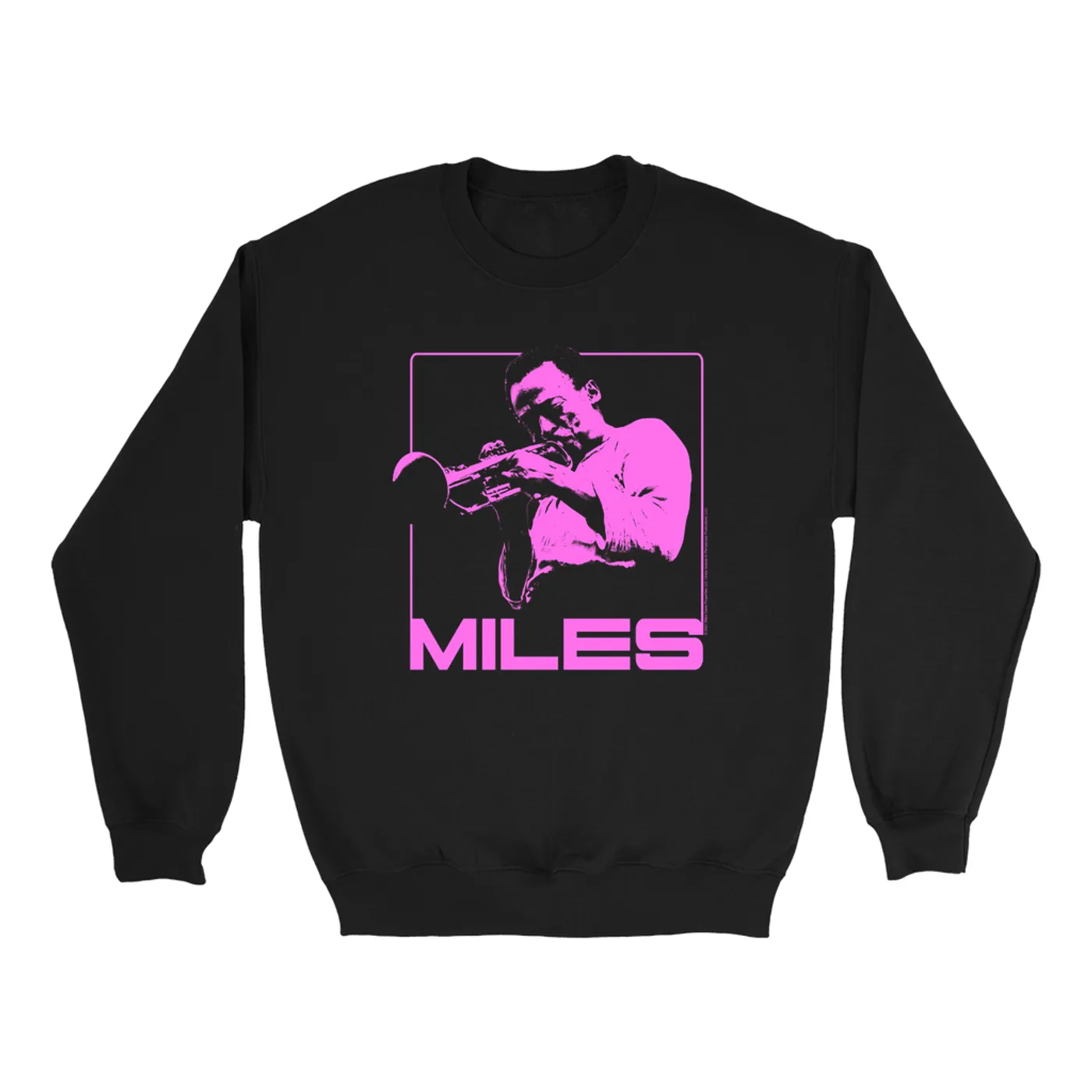 Miles Davis Sweatshirt | Miles Playing Trumpet Pink Design Miles Davis Sweatshirt