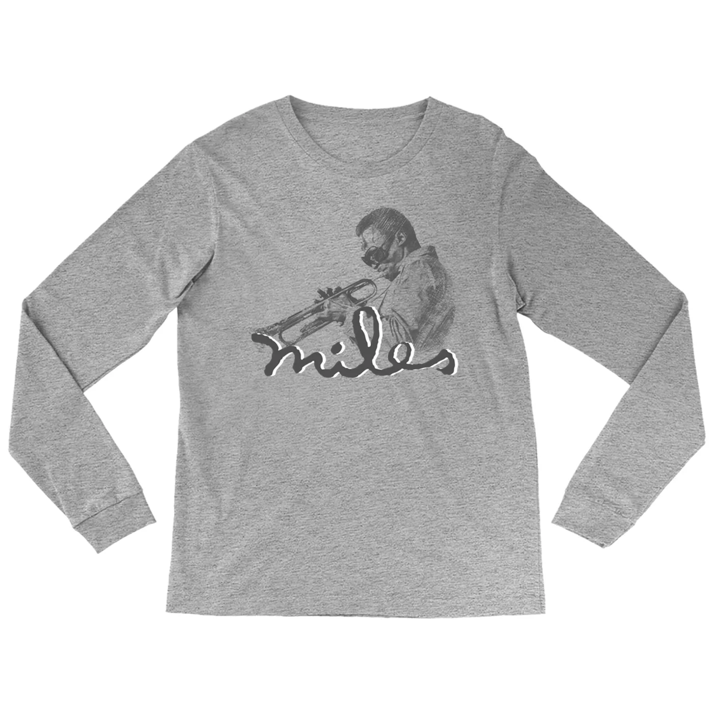 Miles Davis Long Sleeve Shirt | Miles Playing Trumpet Pencil Sketch Miles Davis Shirt